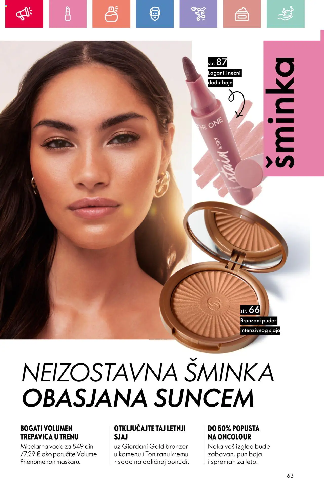Oriflame katalog - važi od 22.06.2025 | Strana: 63 | Proizvode: Puder, Bronzer, Voda, Micelarna voda