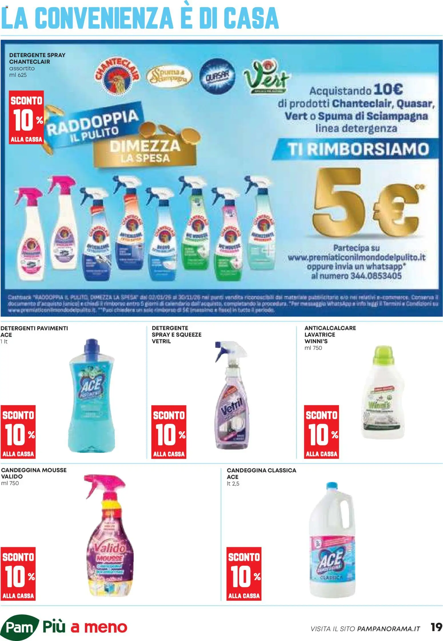 Volantino PAM del 12.02.2026 | Pagina: 19 | Prodotti: Detergente, Candeggina, Lavatrice