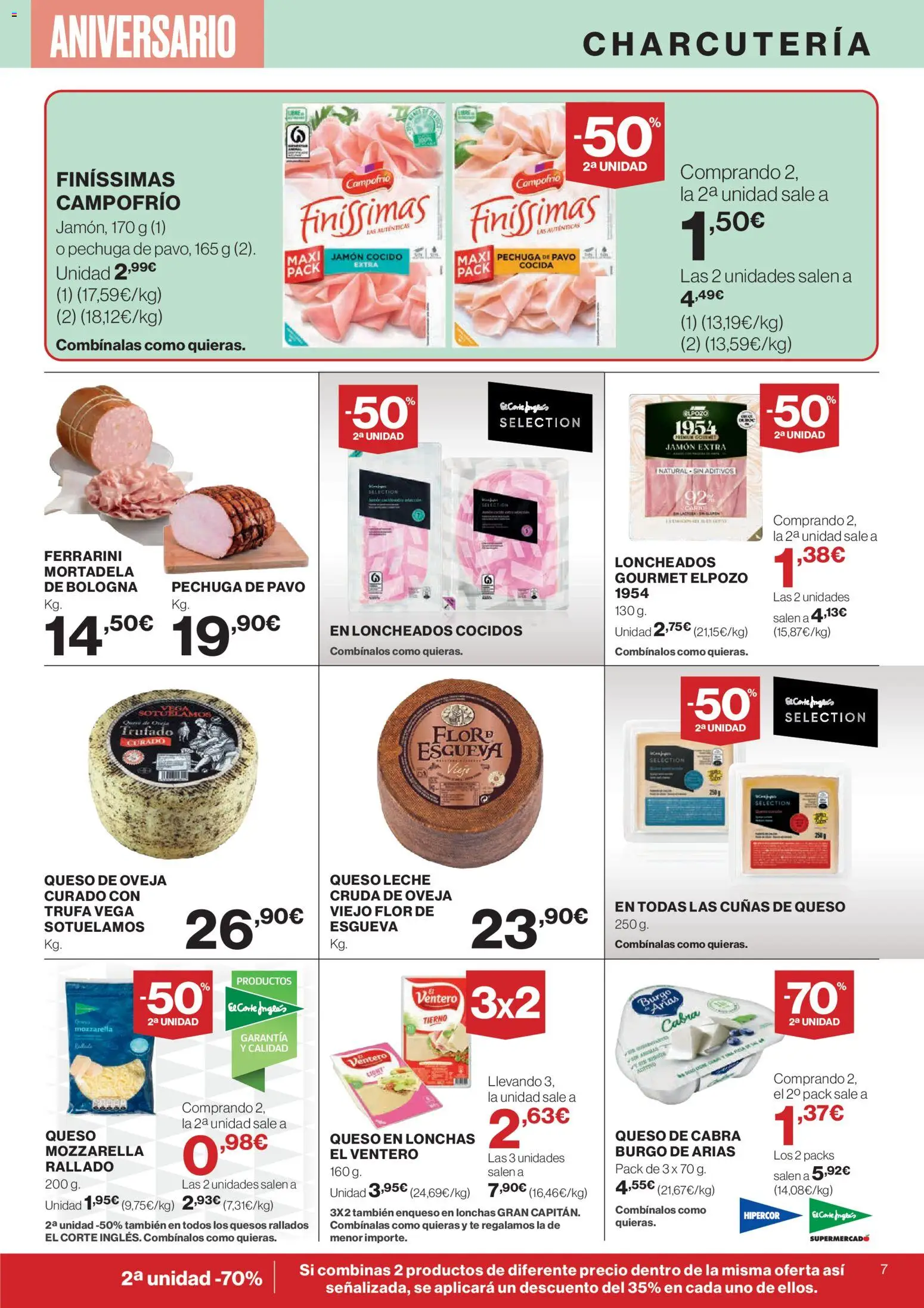 Hipercor catálogo │ válido desde el 23.10.2025 | Página: 7 | Productos: Queso de oveja, Leche, Queso, Jamón