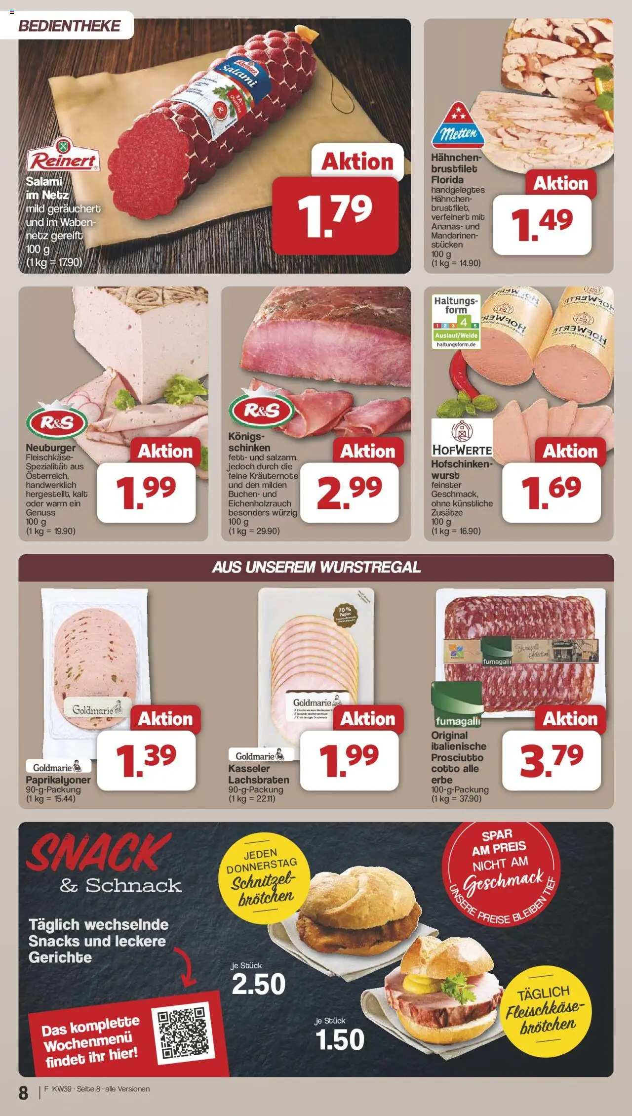 Famila Nordwest Prospekt 	 – gültig ab 22.09.2025 | Seite: 8 | Produkte: Hahnchen, Schnitzel, Salami, Schinken