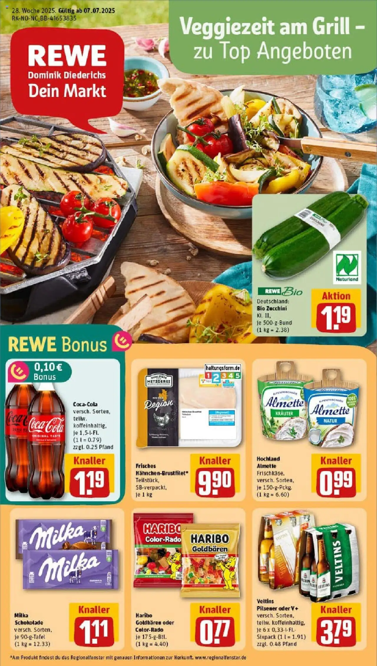 Rewe prospekt Hannover	 - gültig ab dem 06.07.2025 | Seite: 1 | Produkte: Grill, Almette, Cola, Zucchini
