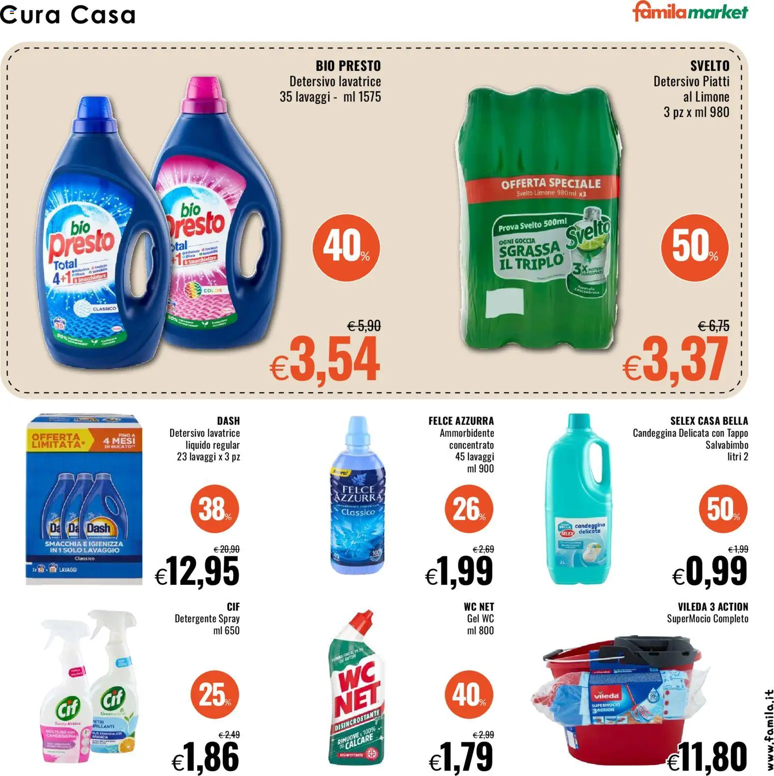 Volantino Famila del 05.03.2026 | Pagina: 21 | Prodotti: Smacchiatore, Detergente, Candeggina, Olio