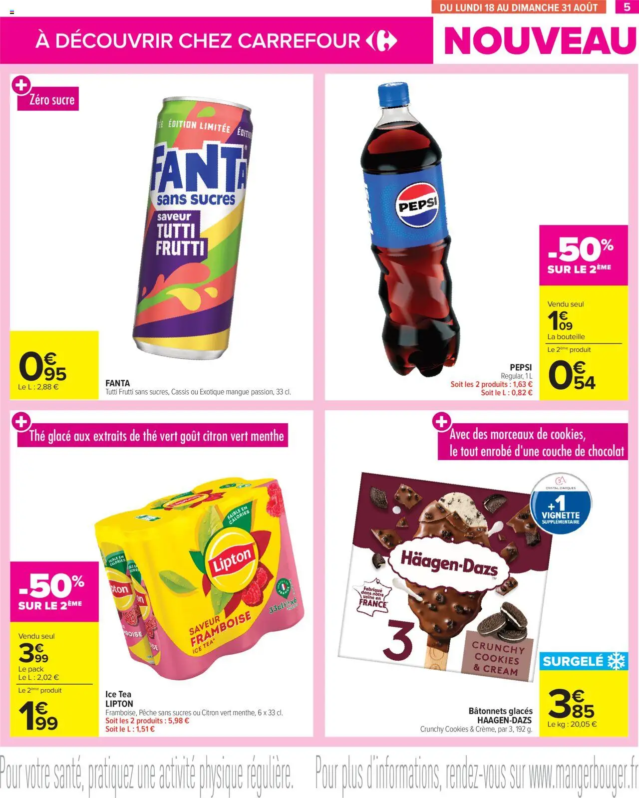  | Page: 5 | Produits: Sucre, Pêche, Cookies, Thé glacé