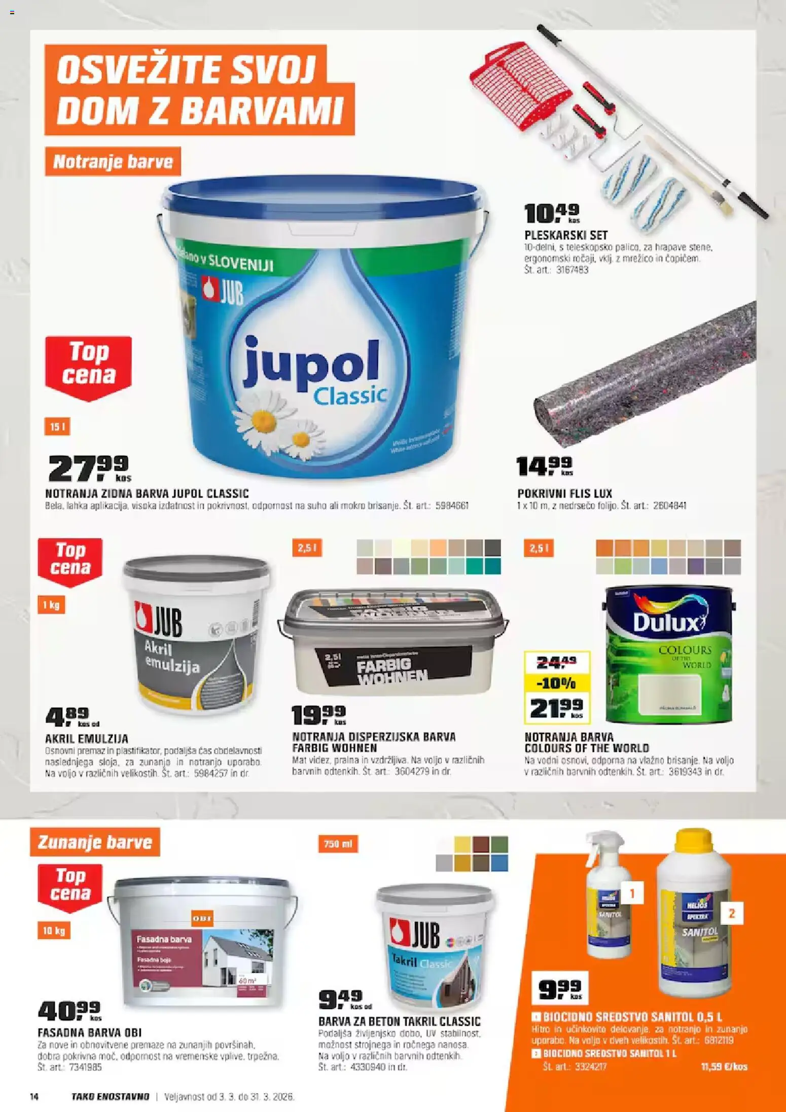 Novi OBI katalog ponudbe – veljaven od 03.03.2026 | Stran: 14 | Izdelki: Kos, Barva, Beton