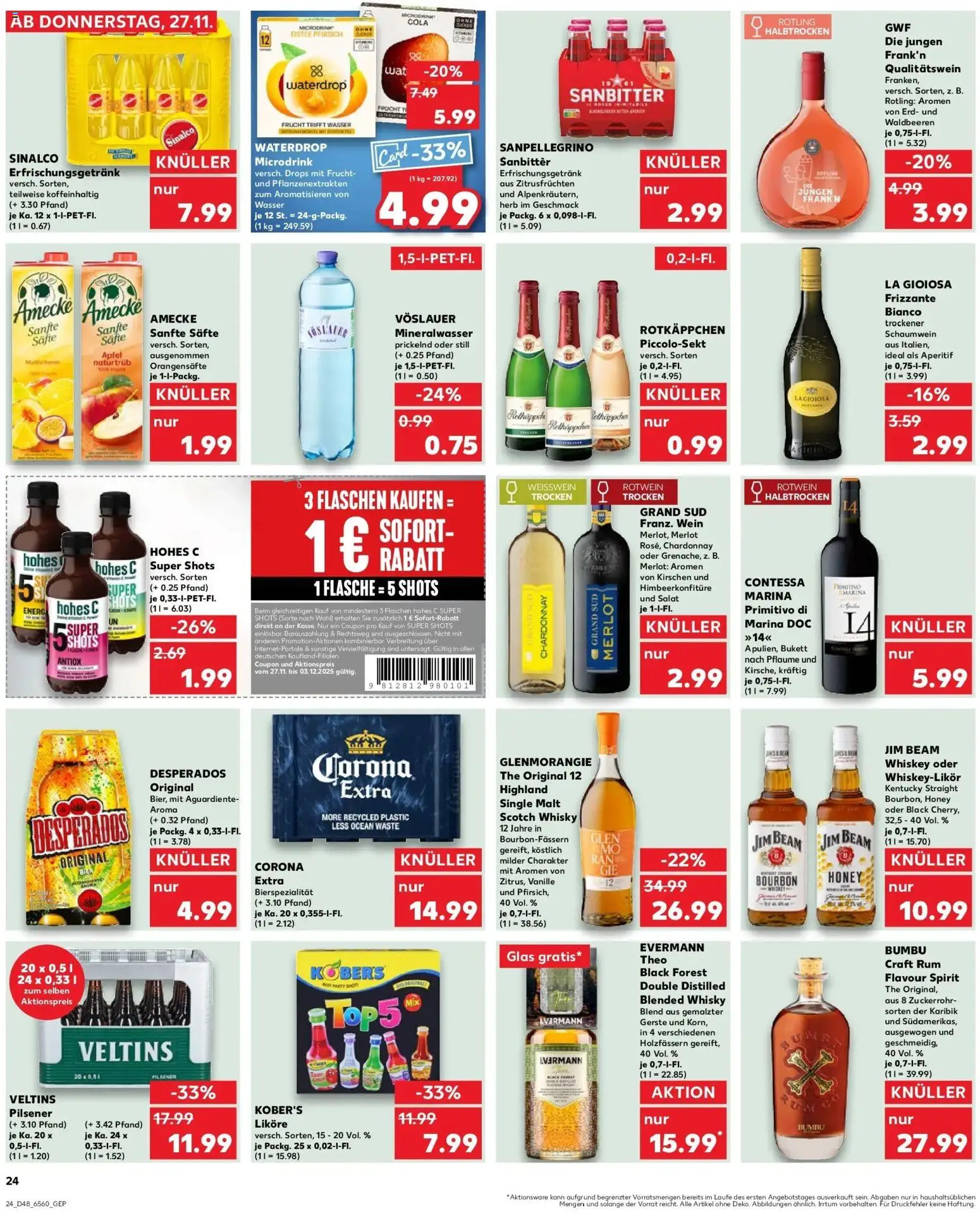 Kaufland prospekt Wuppertal	 – gültig ab 30.11.2025 | Seite: 24 | Produkte: Whisky, Rotwein trocken, Pfirsich, Wein