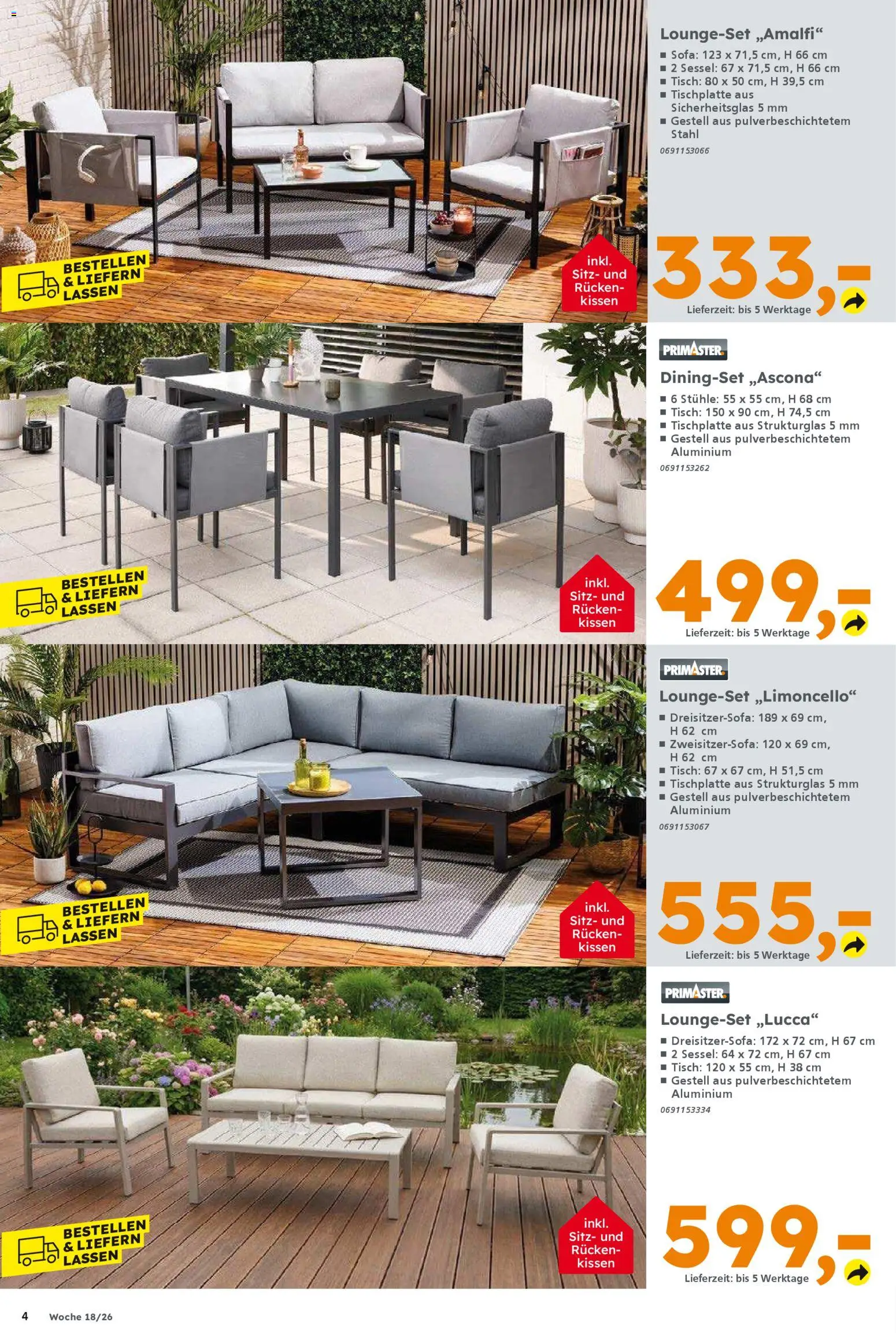 Globus Baumarkt Prospekt Berlin-Treptow	 – gültig ab 26.04.2026 | Seite: 4 | Produkte: Kissen, Sofa, Sessel, Tisch