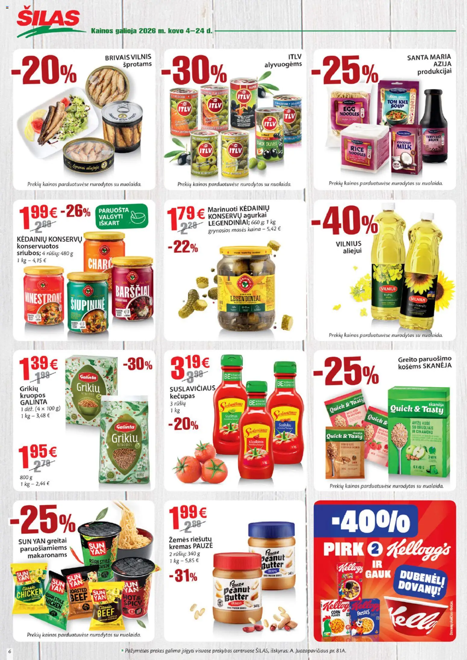 Šilas akcijos nuo 04.03.2026 | Puslapis: 6 | Prekių: Agurkai, Košė, Kruopos, Kremas