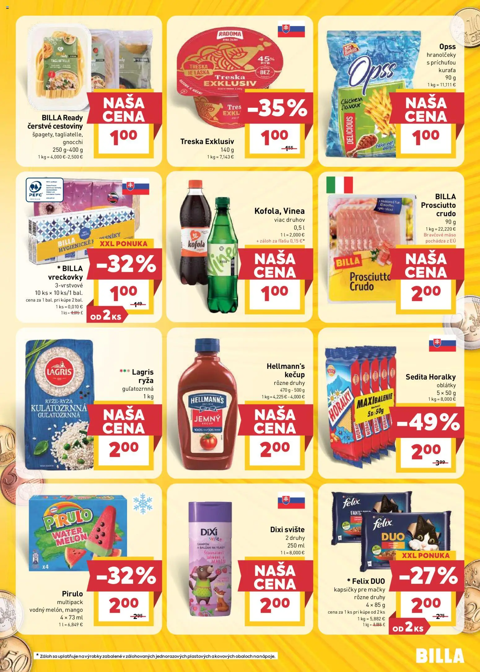 Nové Billa akcie – leták je platný od 22.04.2026 | Strana: 13 | Produkty: Cestoviny, Kofola, Šampón, Treska