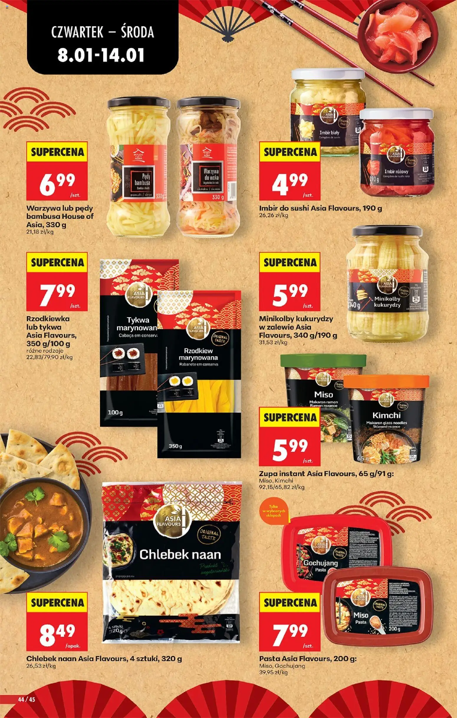 Biedronka gazetka - Oferta w tym tygodniu od 08.01.2026 | Strona: 52 | Produkty: Kimchi, Pędy bambusa, Imbir, Makaron