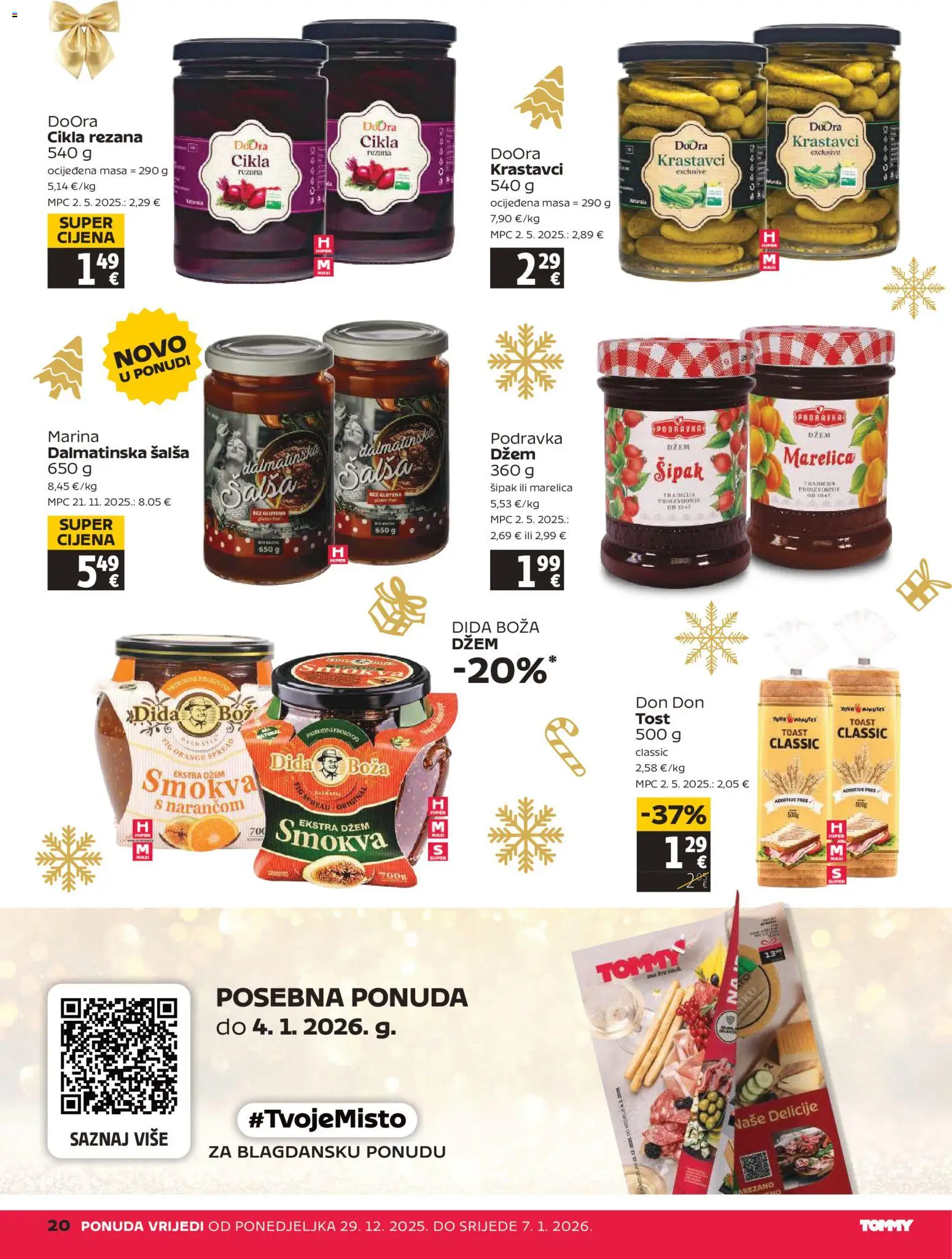 Tommy katalog | vrijedi od 29.12.2025 | Stranica: 20 | Proizvodi: Toast, Krastavci, Džem, Cikla
