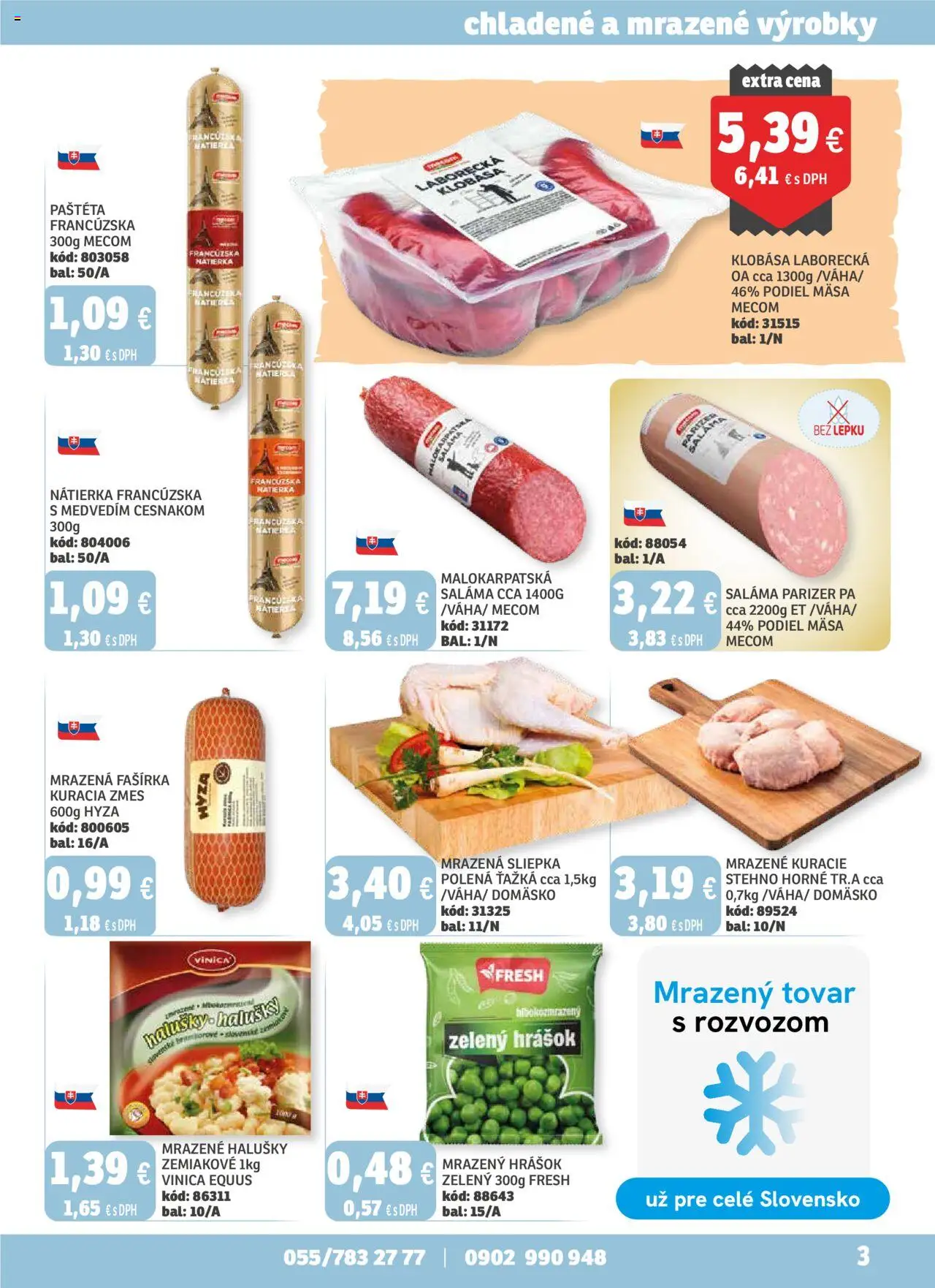 Nové Labaš akcie – leták je platný od 03.10.2025 | Strana: 3 | Produkty: Saláma, Klobása, Hrášok