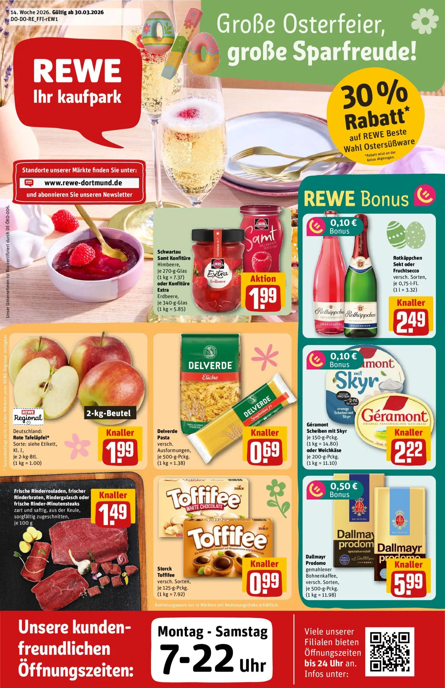 Rewe ihr Kaufpark Prospekt 	 – gültig ab 30.03.2026 | Seite: 1 | Produkte: Fruchtsecco, Dallmayr, Toffifee, Rotkäppchen