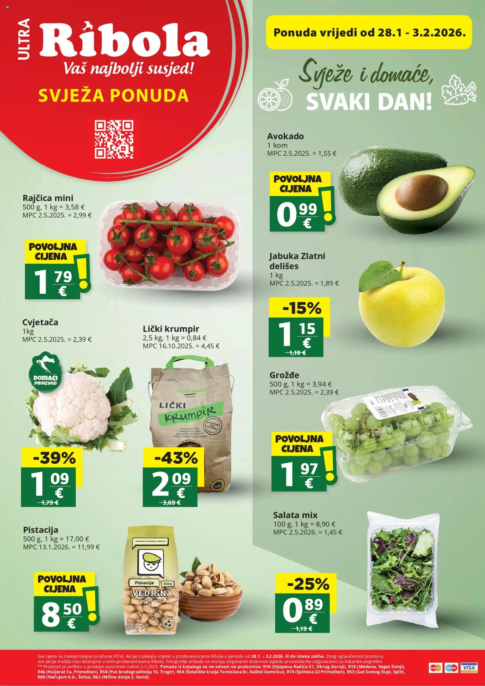 Ribola katalog | vrijedi od 28.01.2026 | Stranica: 1 | Proizvodi: Salata, Grožđe, Rajčica, Jabuka