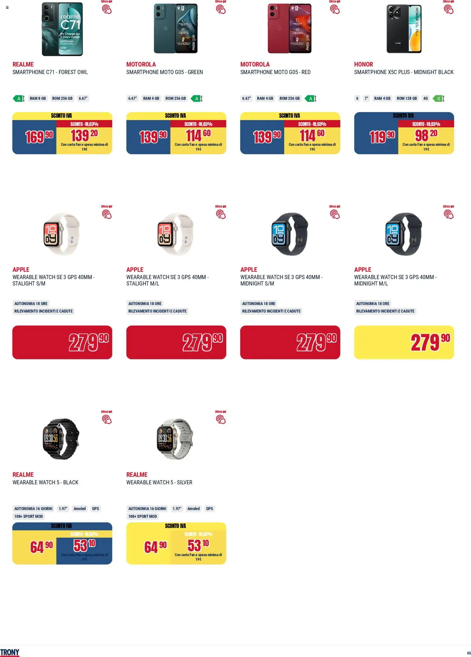 Volantino Trony del 02.04.2026 | Pagina: 5 | Prodotti: Smartphone, Fan