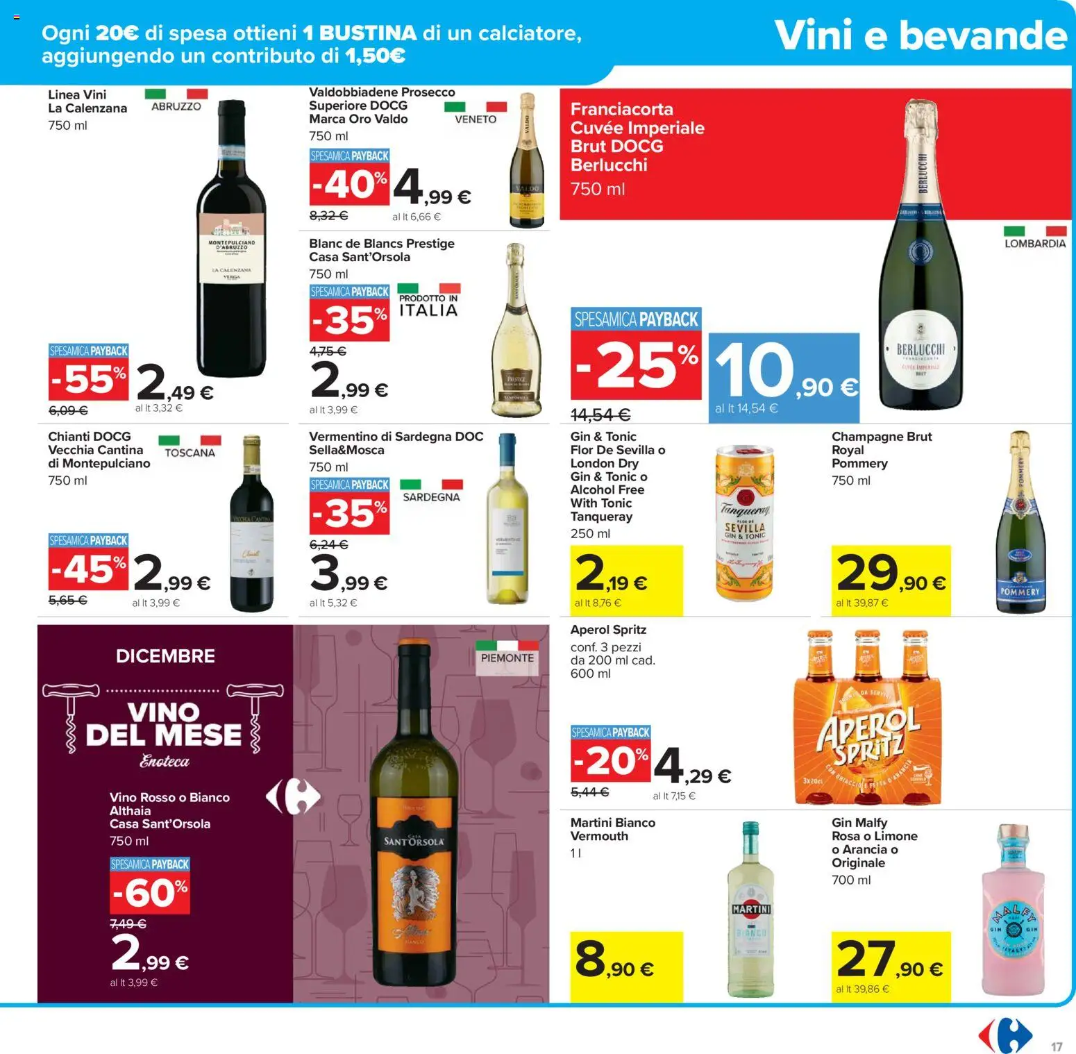 Volantino Carrefour del 02.12.2025 | Pagina: 17 | Prodotti: Champagne, Arancia, Aperol, Vino rosso
