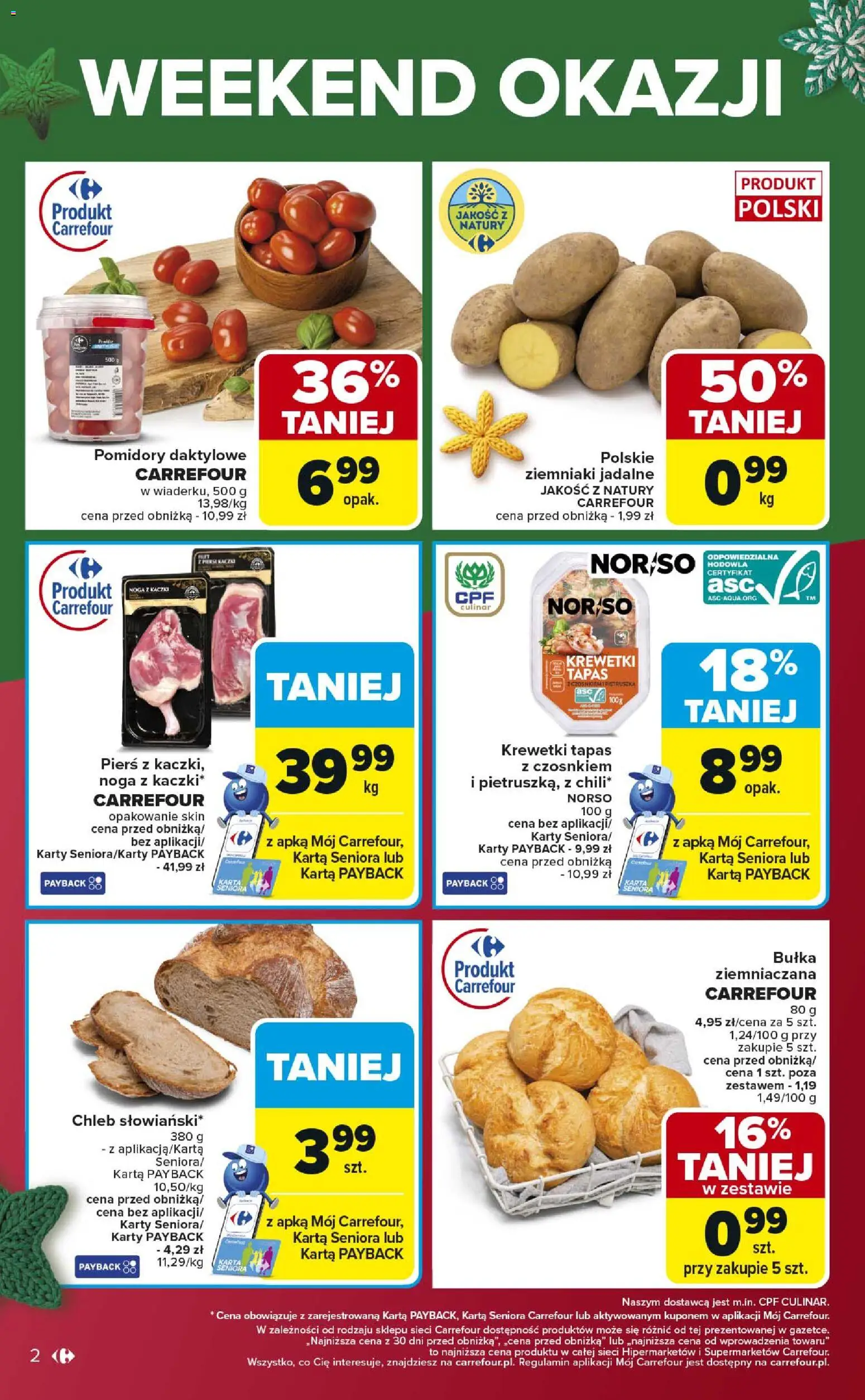 Carrefour Gazetka - Weekend okazji już od czwartku od 11.12.2025 | Strona: 2 | Produkty: Karta, Piersi, Noga z kaczki, Ziemniaki