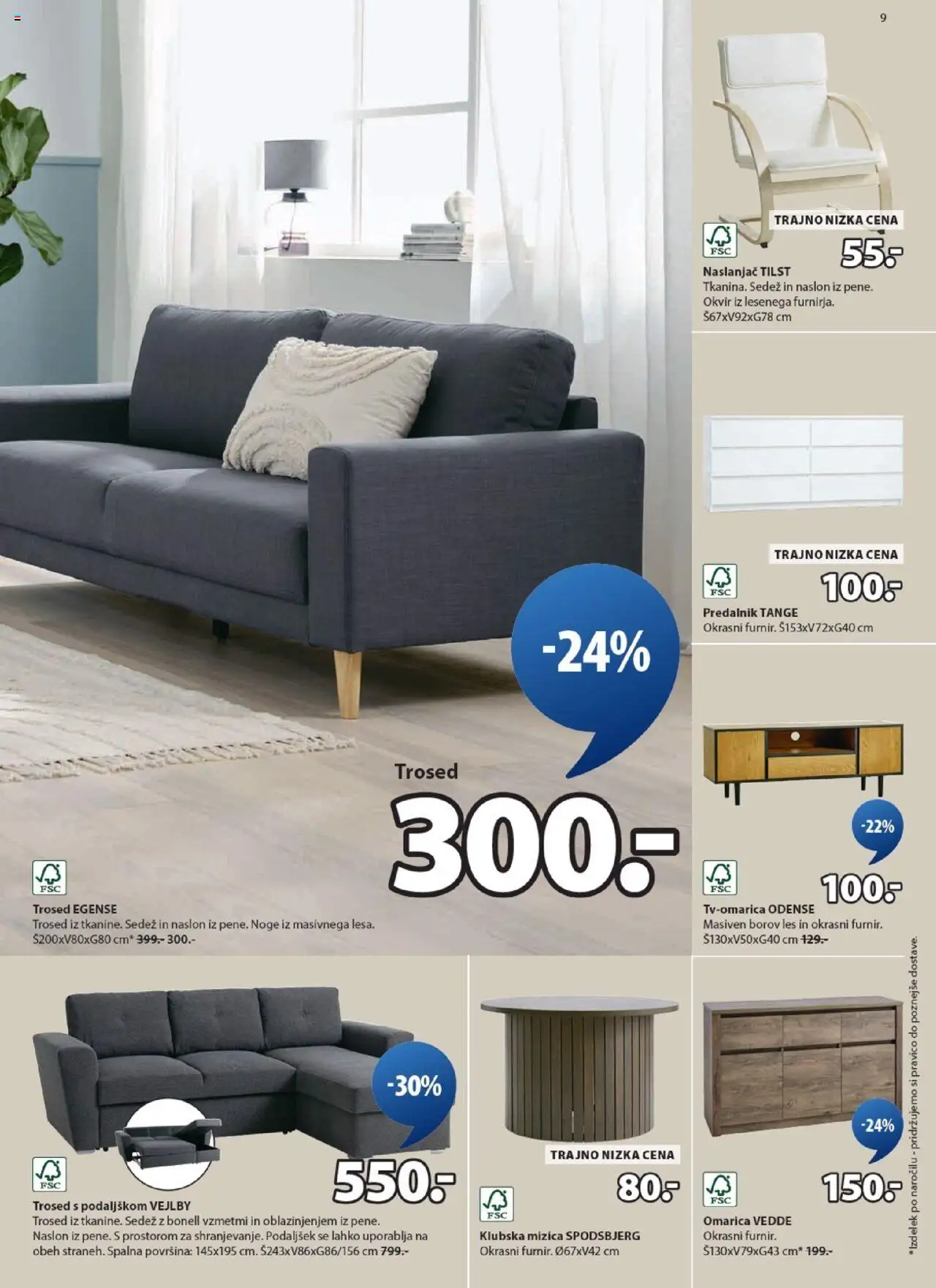 Novi JYSK katalog ponudbe – veljaven od 03.09.2025 | Stran: 9 | Izdelki: Naslanjač, Trosed, Okvir, Predalnik