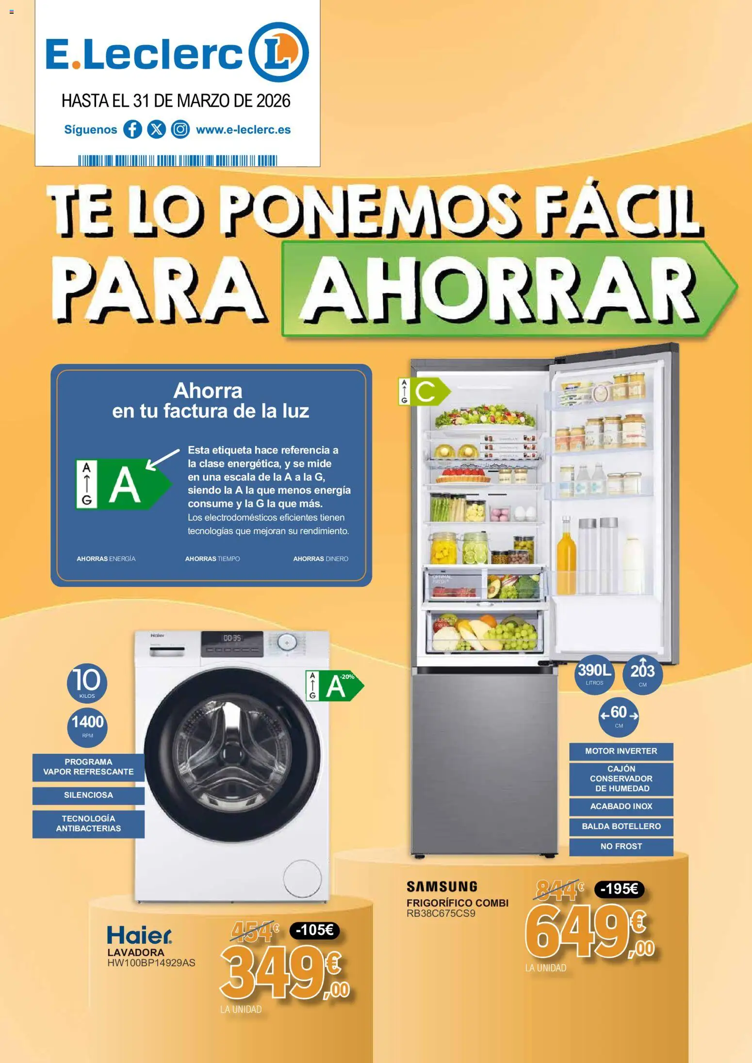 E.Leclerc folleto │ válido desde el 03.03.2026 | Página: 1 | Productos: Té, Lavadora, Combi