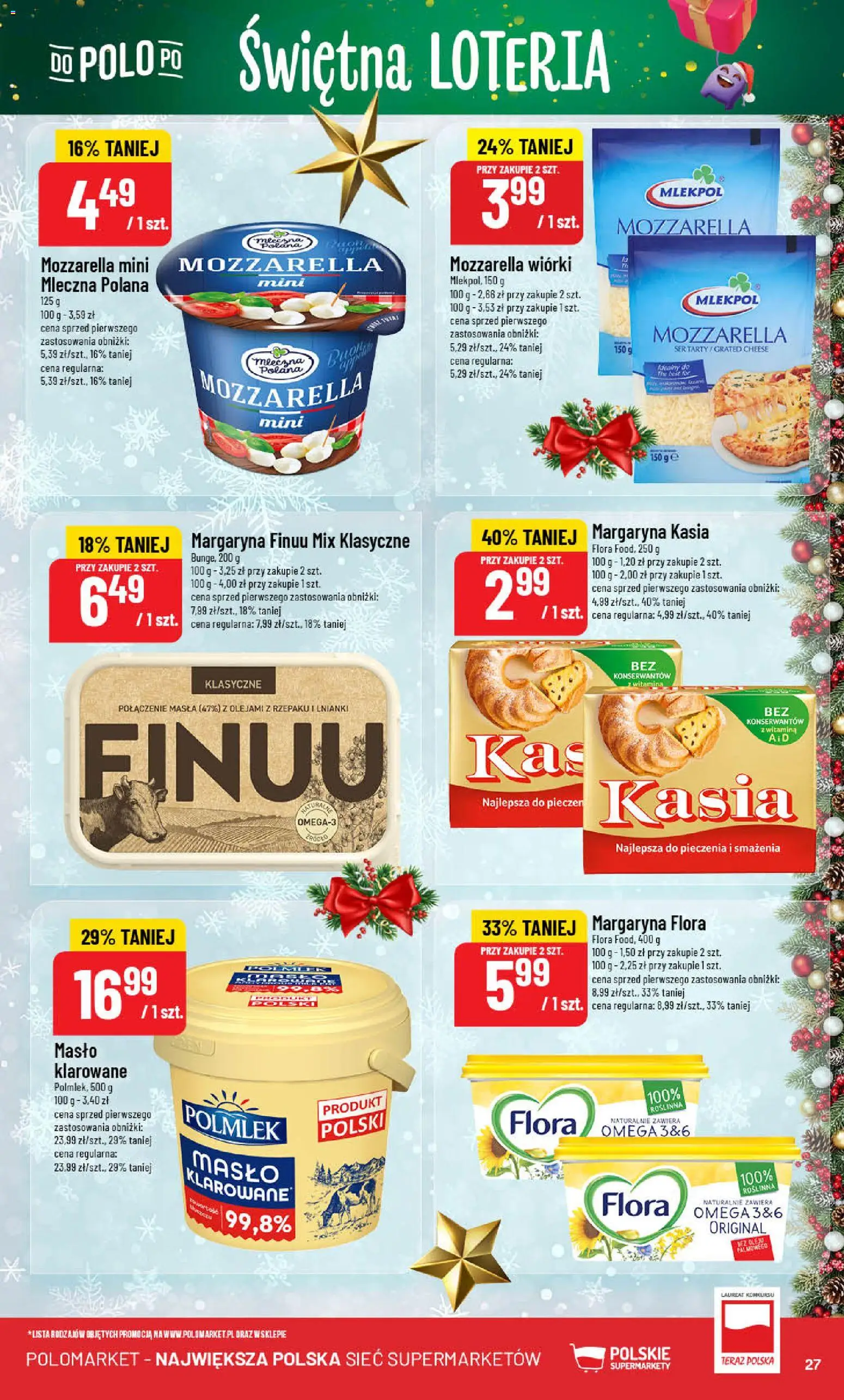POLOmarket Gazetka od 17.12.2025 | Strona: 27 | Produkty: Margaryna kasia, Masło klarowane, Masło, Ser