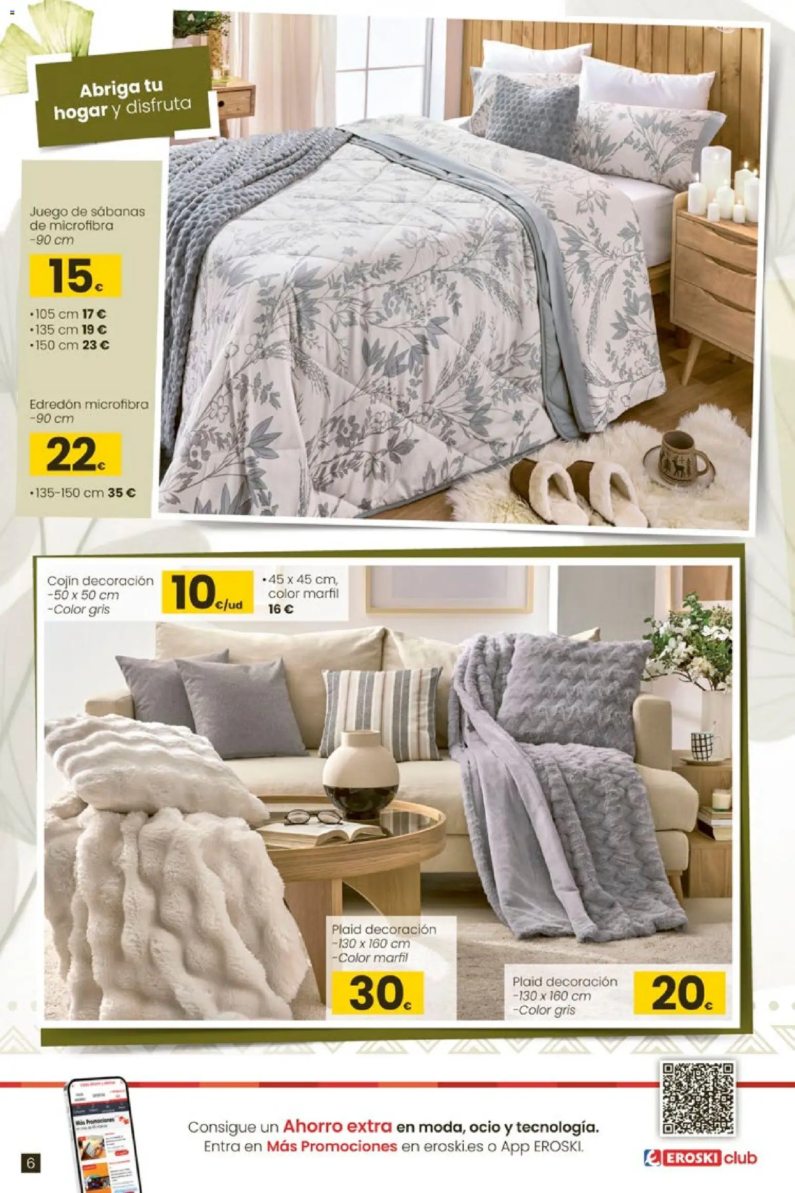 Eroski -  Qué agusto │ válido desde el 07.01.2026 | Página: 6 | Productos: Edredón, Juego de sábanas, Cojín