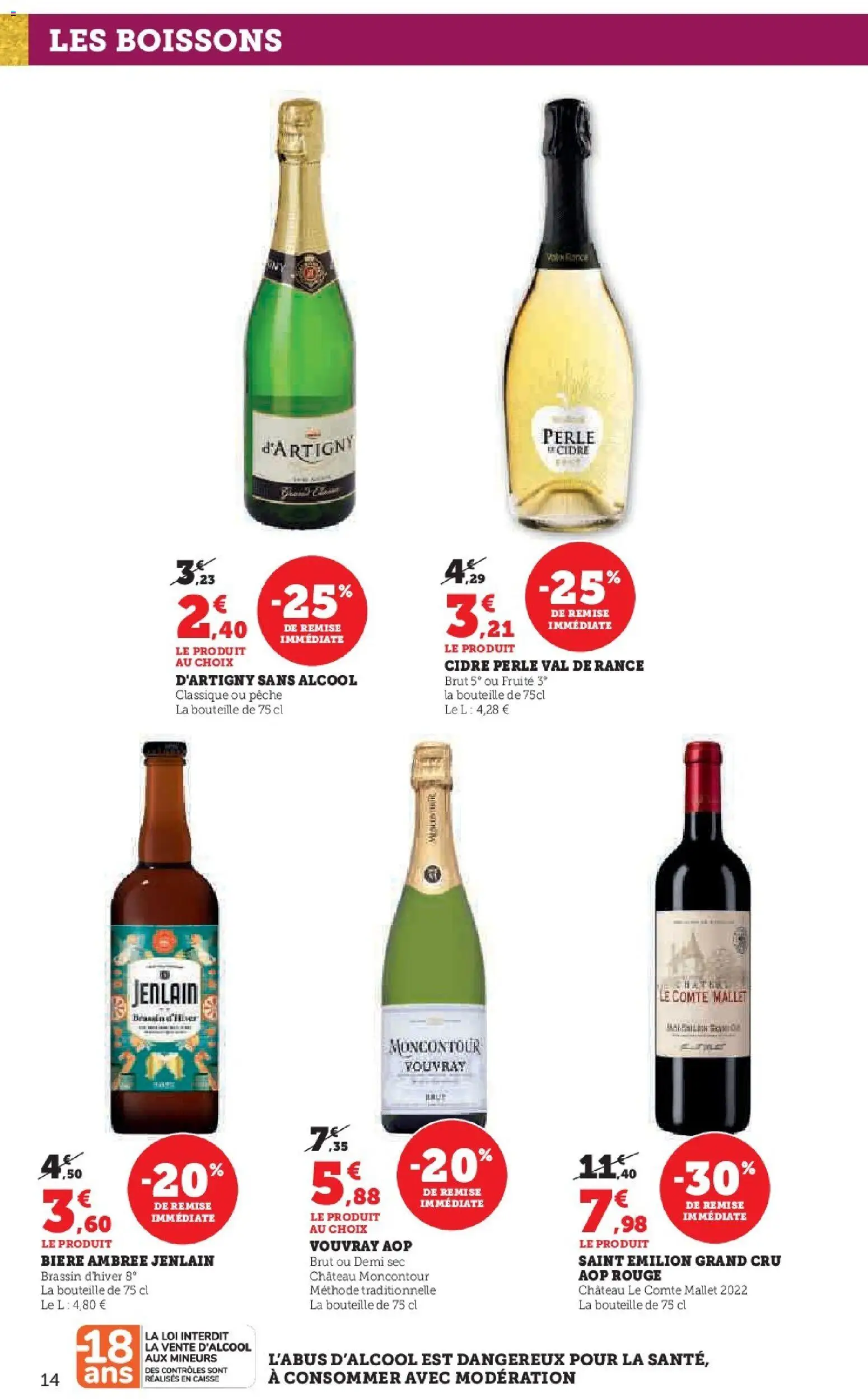 {H1} | Page: 14 | Produits: Alcool, D'Artigny sans alcool, Cidre, Bière