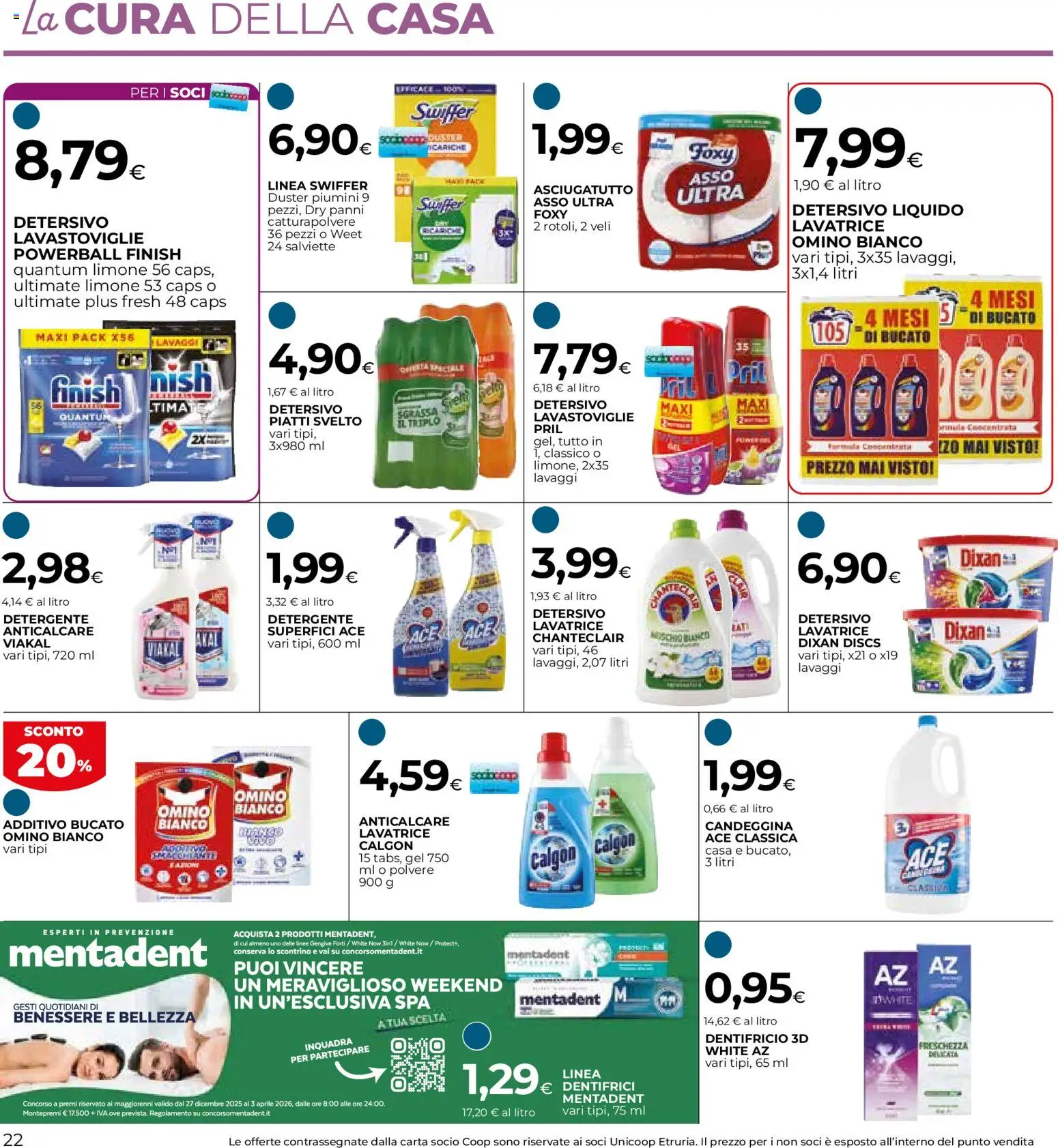 Volantino COOP del 15.01.2026 | Pagina: 22 | Prodotti: Detergente, Tè, Anticalcare, Asciugatutto