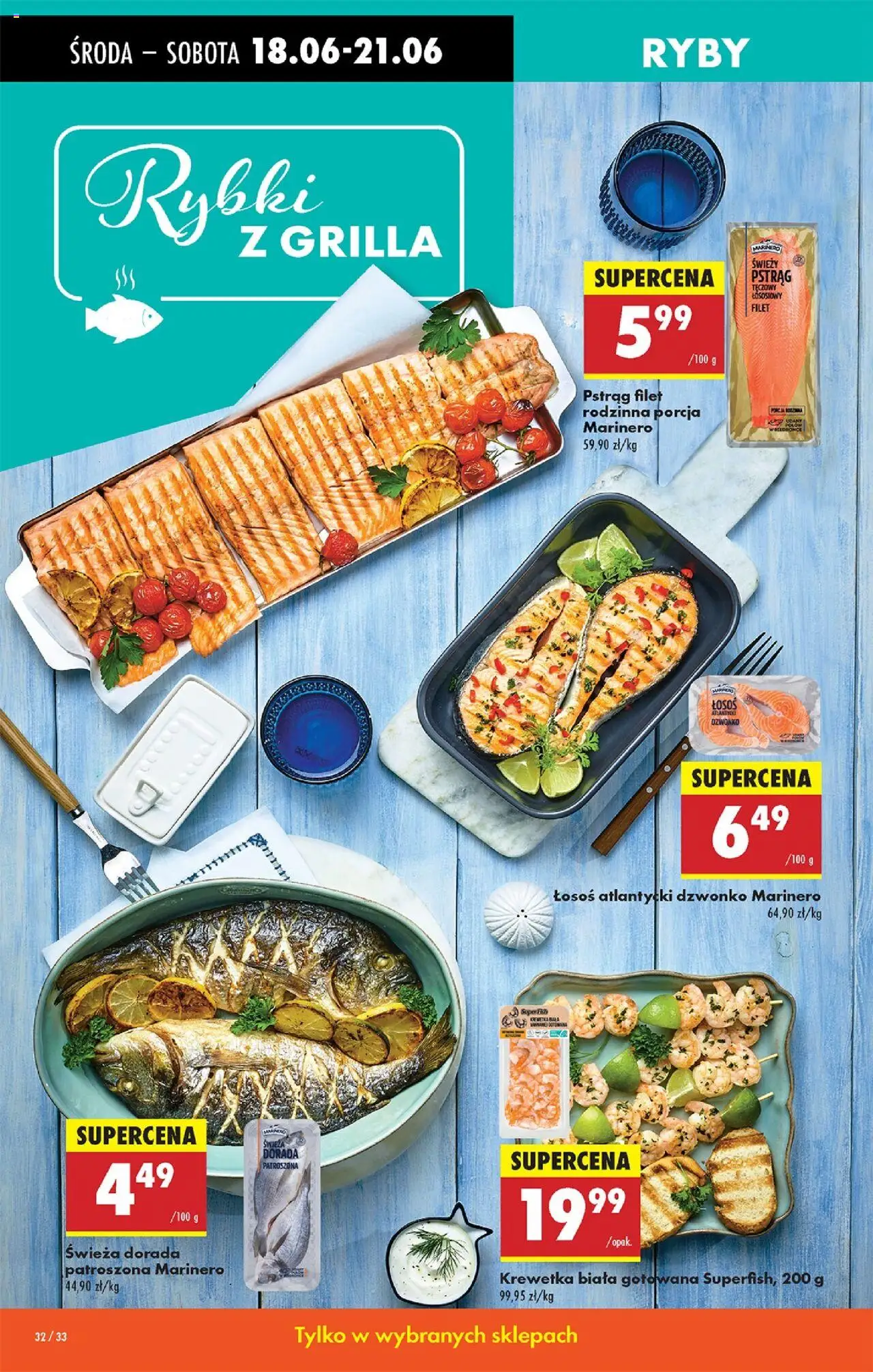 Biedronka gazetka - Oferta W tym tygodniu od 18.06.2025 | Strona: 36 | Produkty: Pstrąg tęczowy, Świeży pstrąg, Łosoś, Dorada