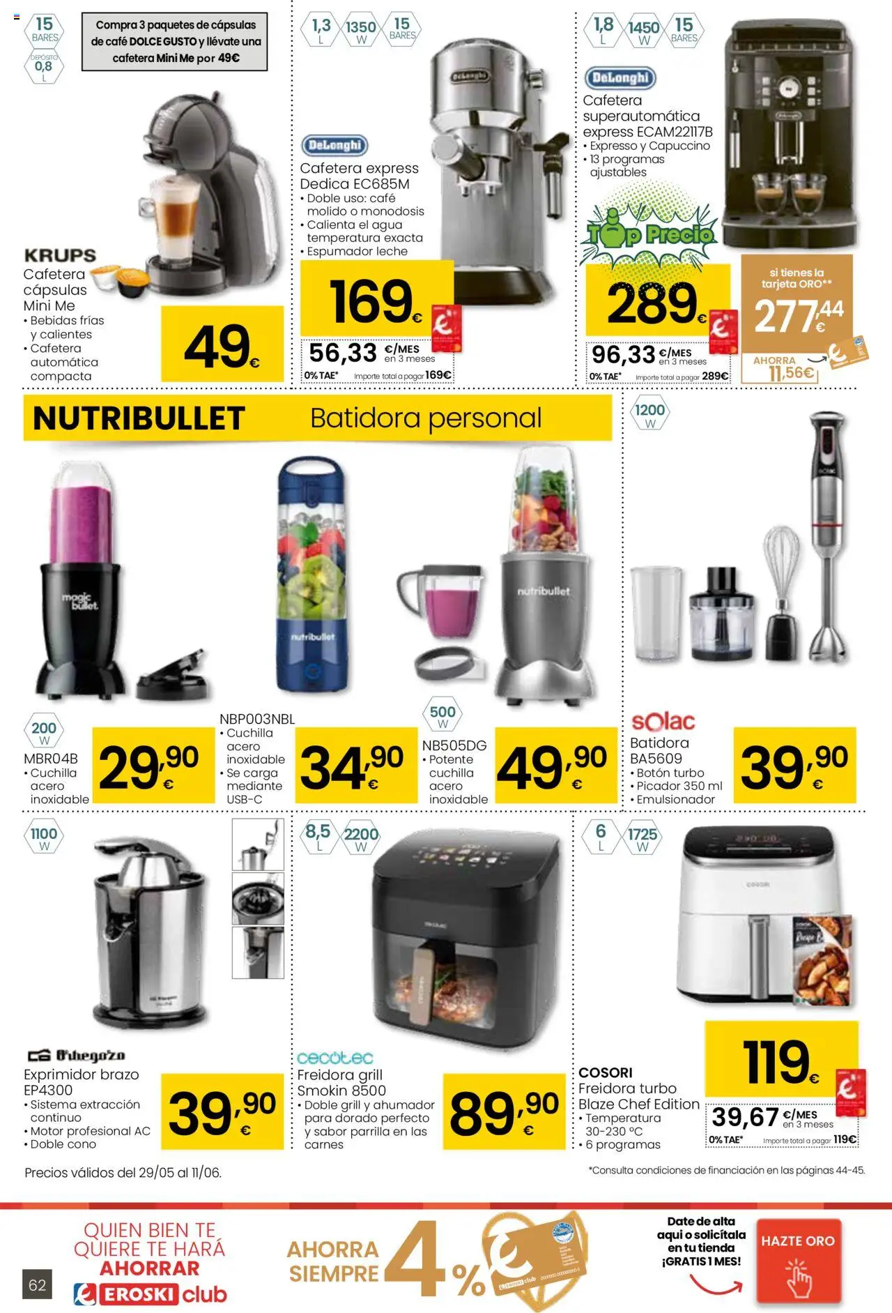 Eroski folleto │ válido desde el 29.05.2025 | Página: 62 | Productos: Leche, Parrilla, Exprimidor, Freidora