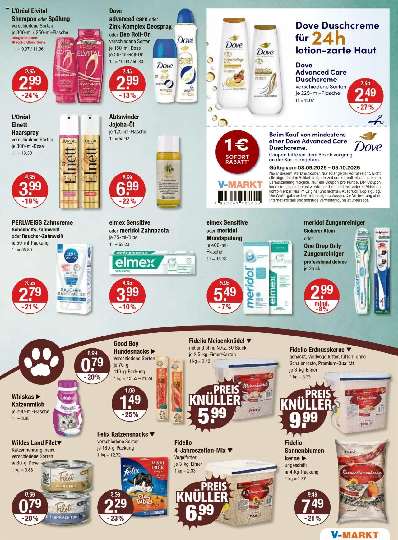 V-Markt - M&#252;nchen – gültig ab 25.09.2025 | Seite: 15 | Produkte: Thunfisch, Duschcreme, Ente, Whiskas