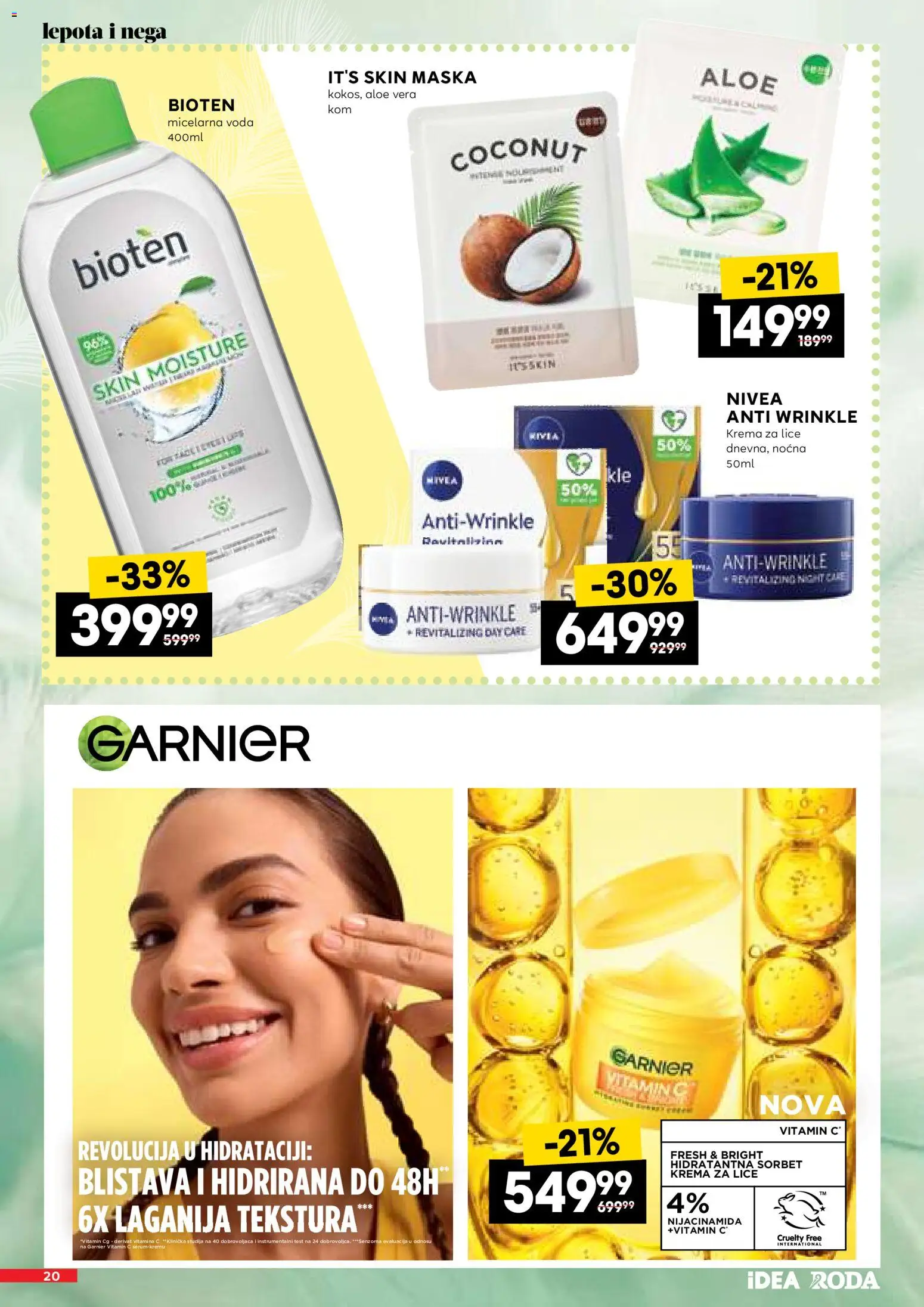 Roda katalog - važi od 16.04.2026 | Strana: 20 | Proizvode: Garnier, Nivea, Voda, Krema