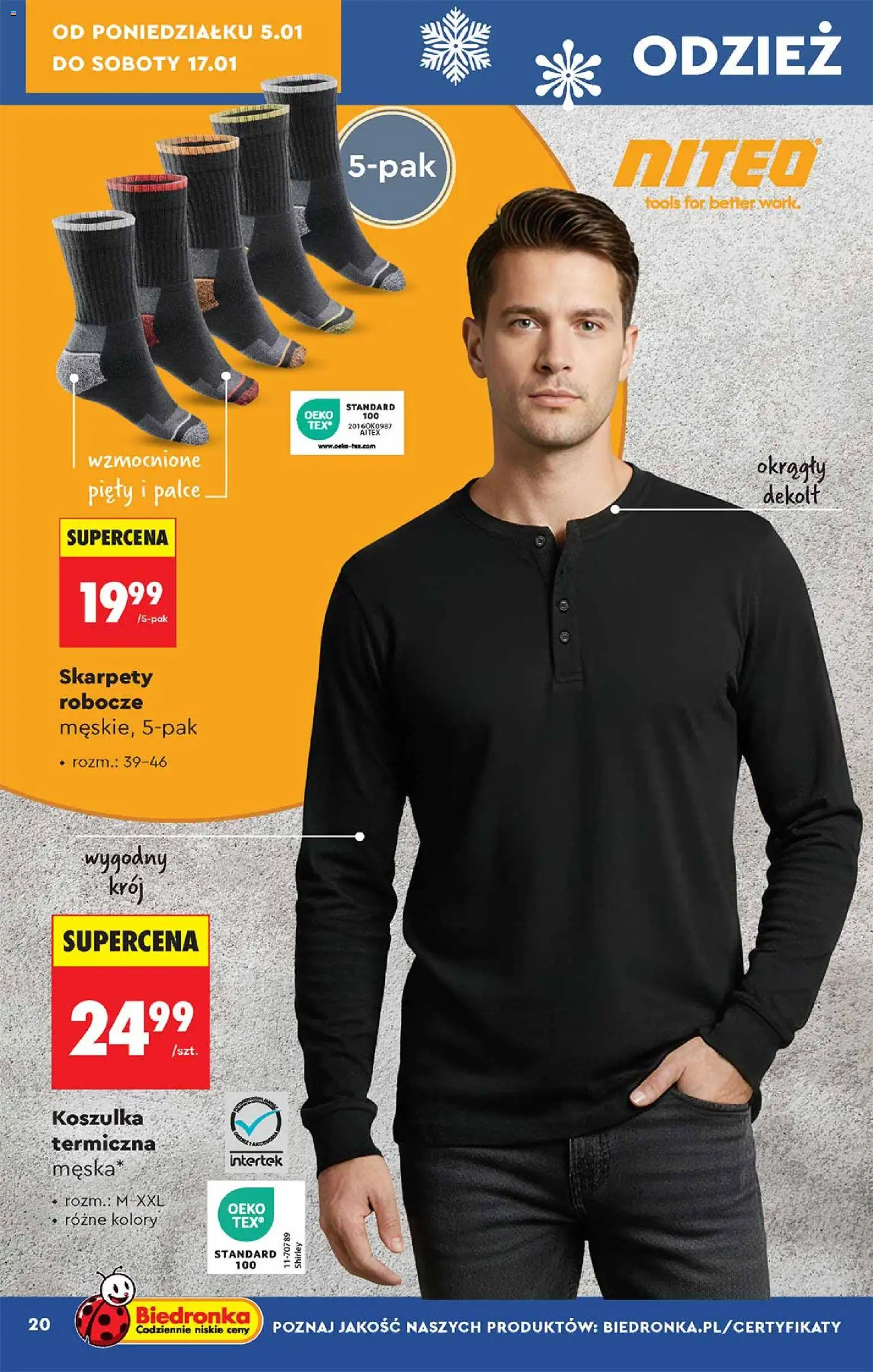 Biedronka gazetka - Hity i inspiracje od 05.01.2026 | Strona: 20 | Produkty: Skarpety