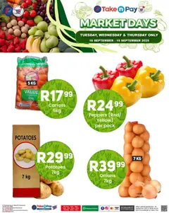 New Take n Pay catalogue – valid from 16.09.2025 | Page: 4 | Products: Carrots, Potatoes, Onions