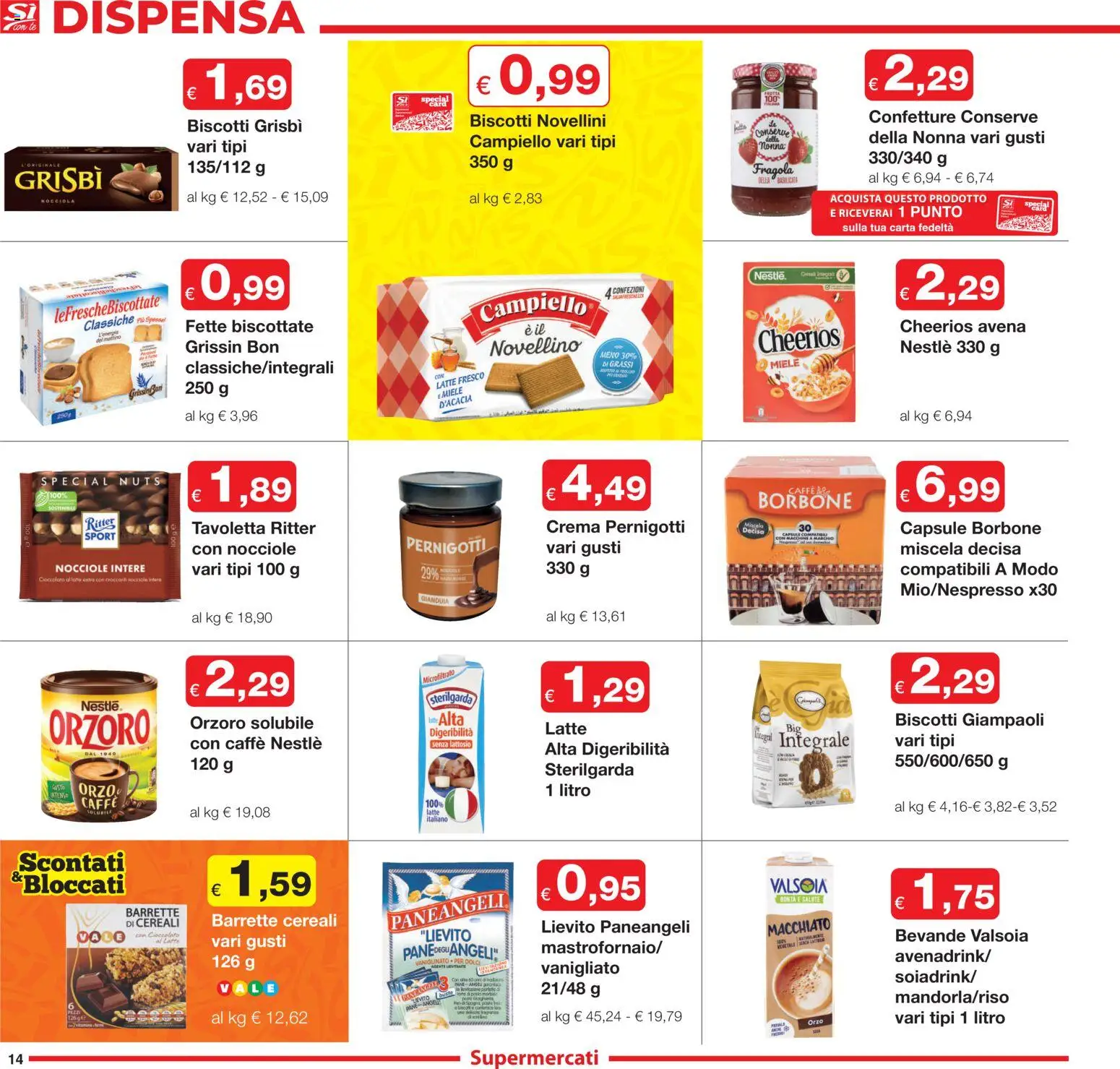 Volantino Sì con Te del 20.11.2025 | Pagina: 14 | Prodotti: Latte, Nocciole, Fette biscottate, Miele