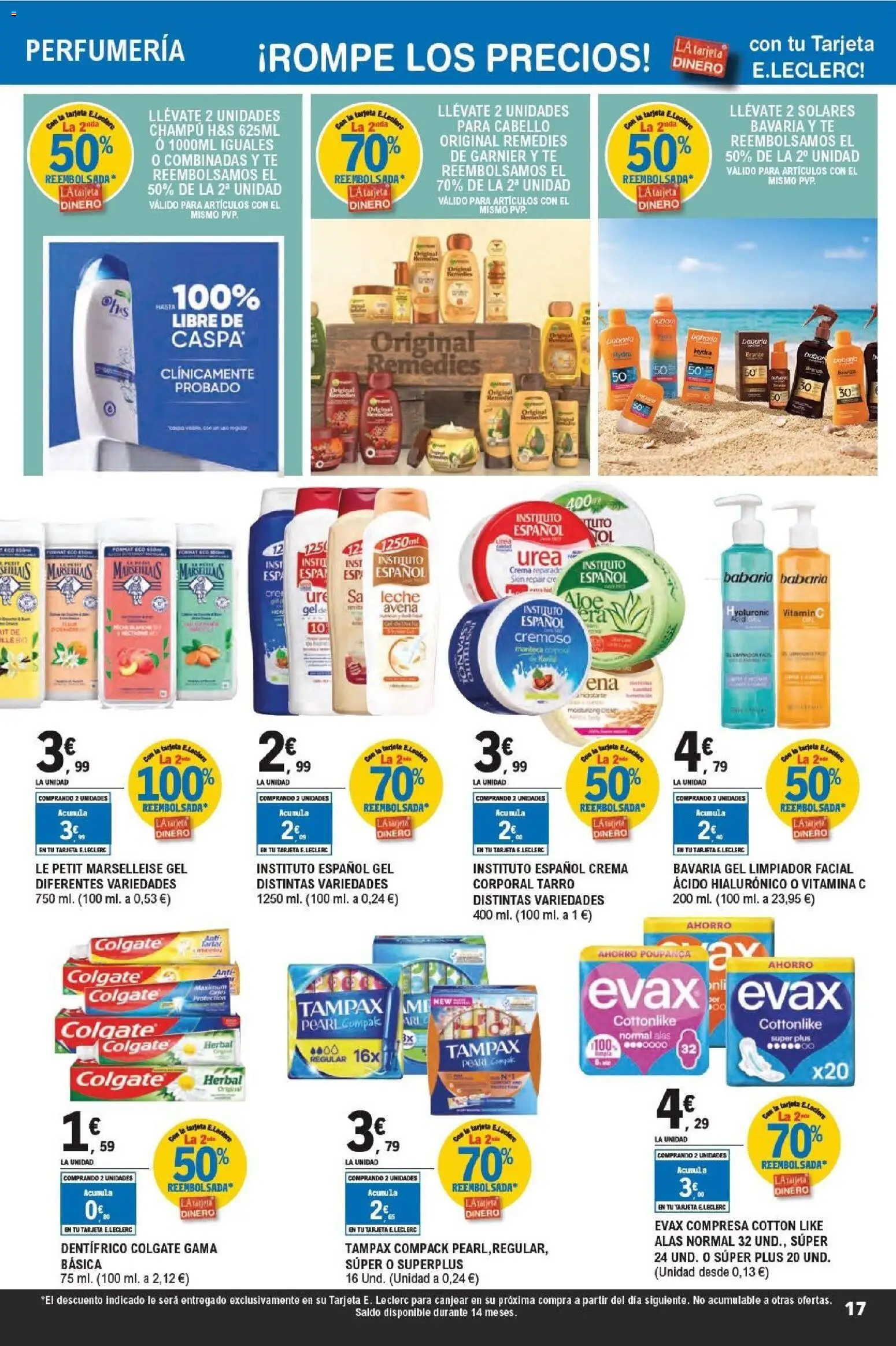 E.Leclerc -Tarjetazo │ válido desde el 18.03.2026 | Página: 17 | Productos: Champú, Leche, Manteca, Té