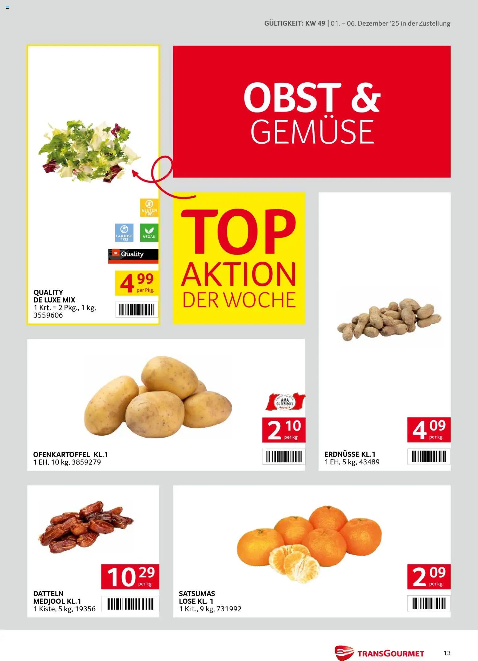 Transgourmet Zustellaktion gültig ab 01.12.2025 | Seite: 13 | Produkte: Gemüse, Obst, Папионка