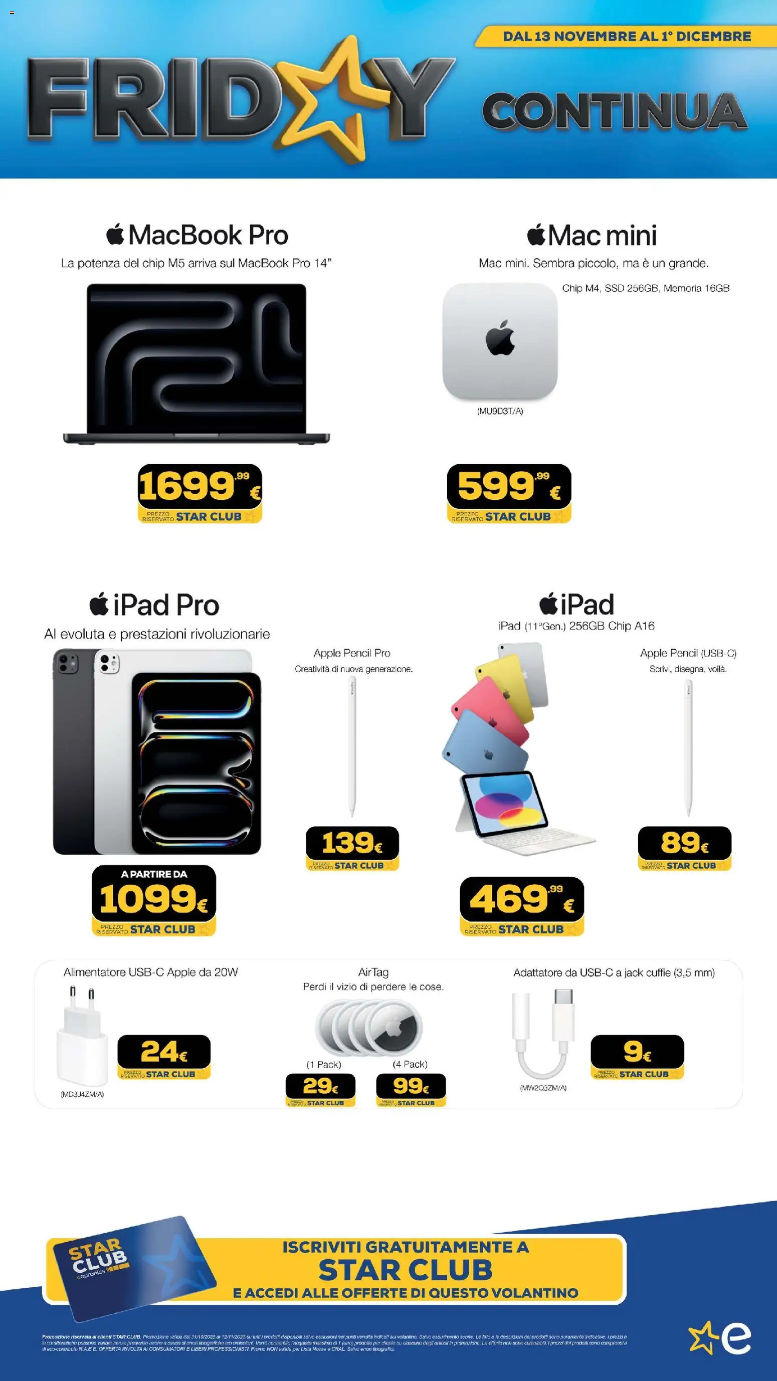 Volantino Euronics del 13.11.2025 | Pagina: 314 | Prodotti: Cuffie, Adattatore, Ipad, Macbook