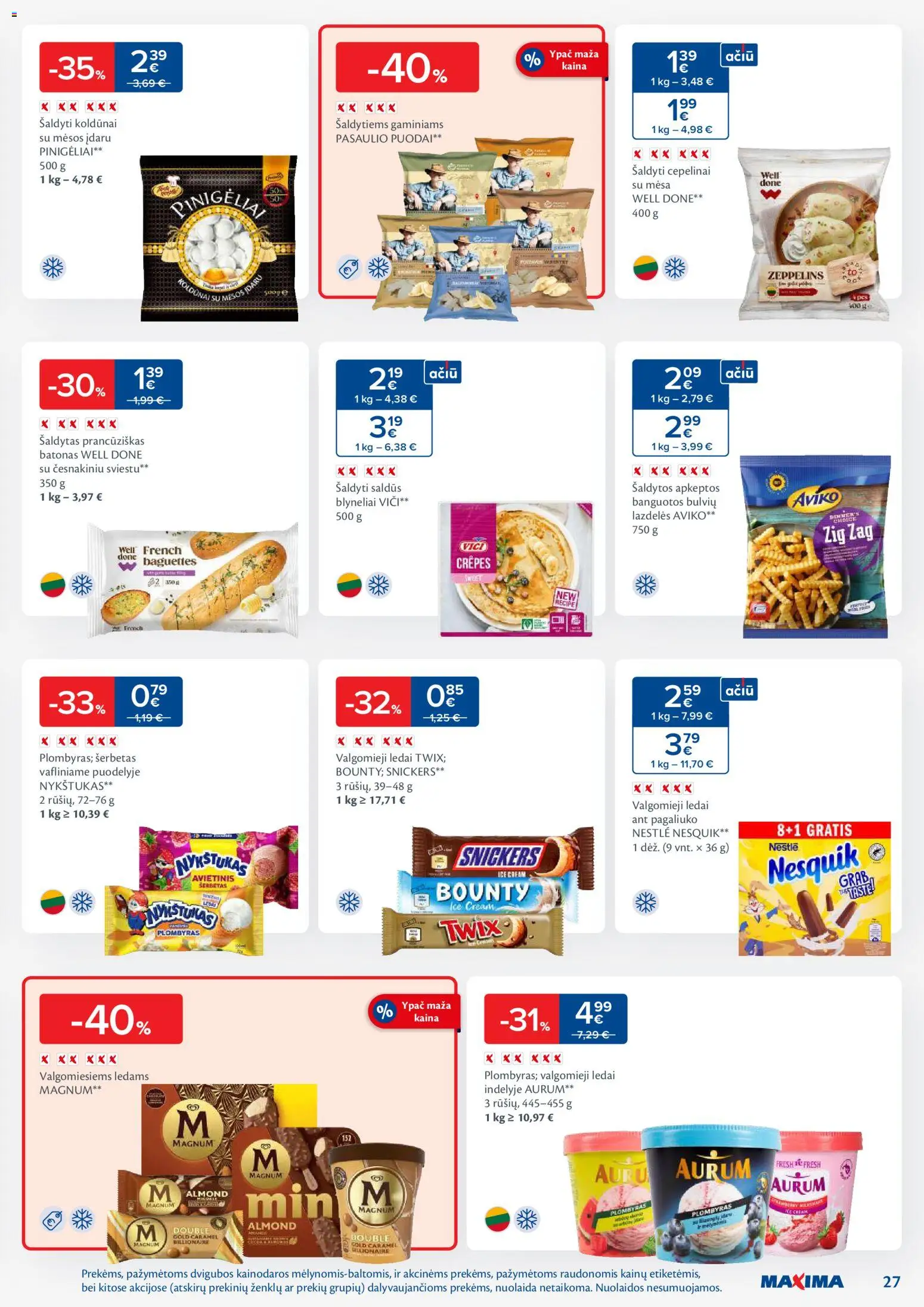 MAXIMA akcijos nuo 20.01.2026 | Puslapis: 27 | Prekių: Ledai, Batonas, Plombyras, Valgomieji ledai