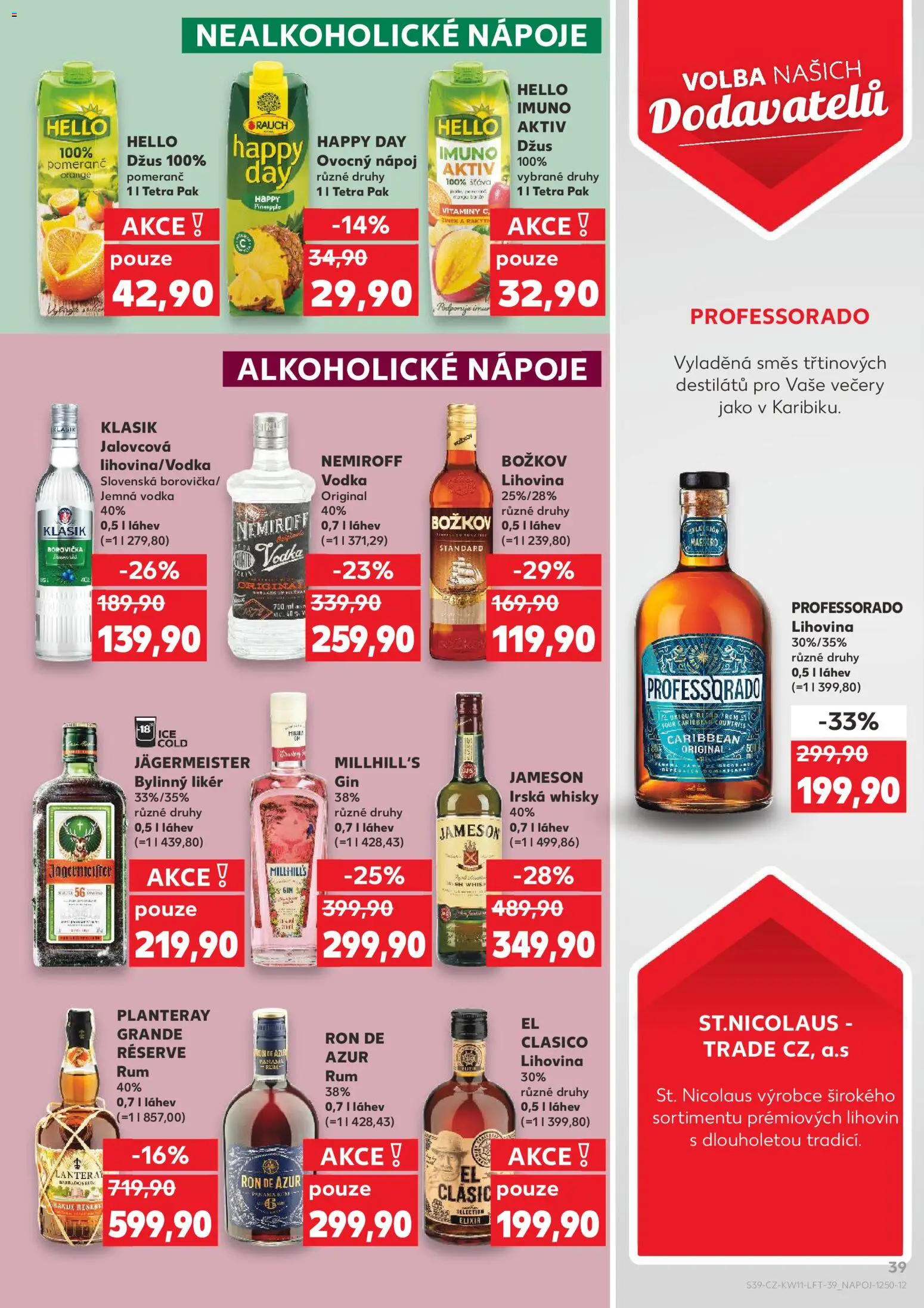 Kaufland leták od 11.03.2026 | Strana: 39 | Produkty: Whisky, Vitamíny, Gin Millhill's, Láhev