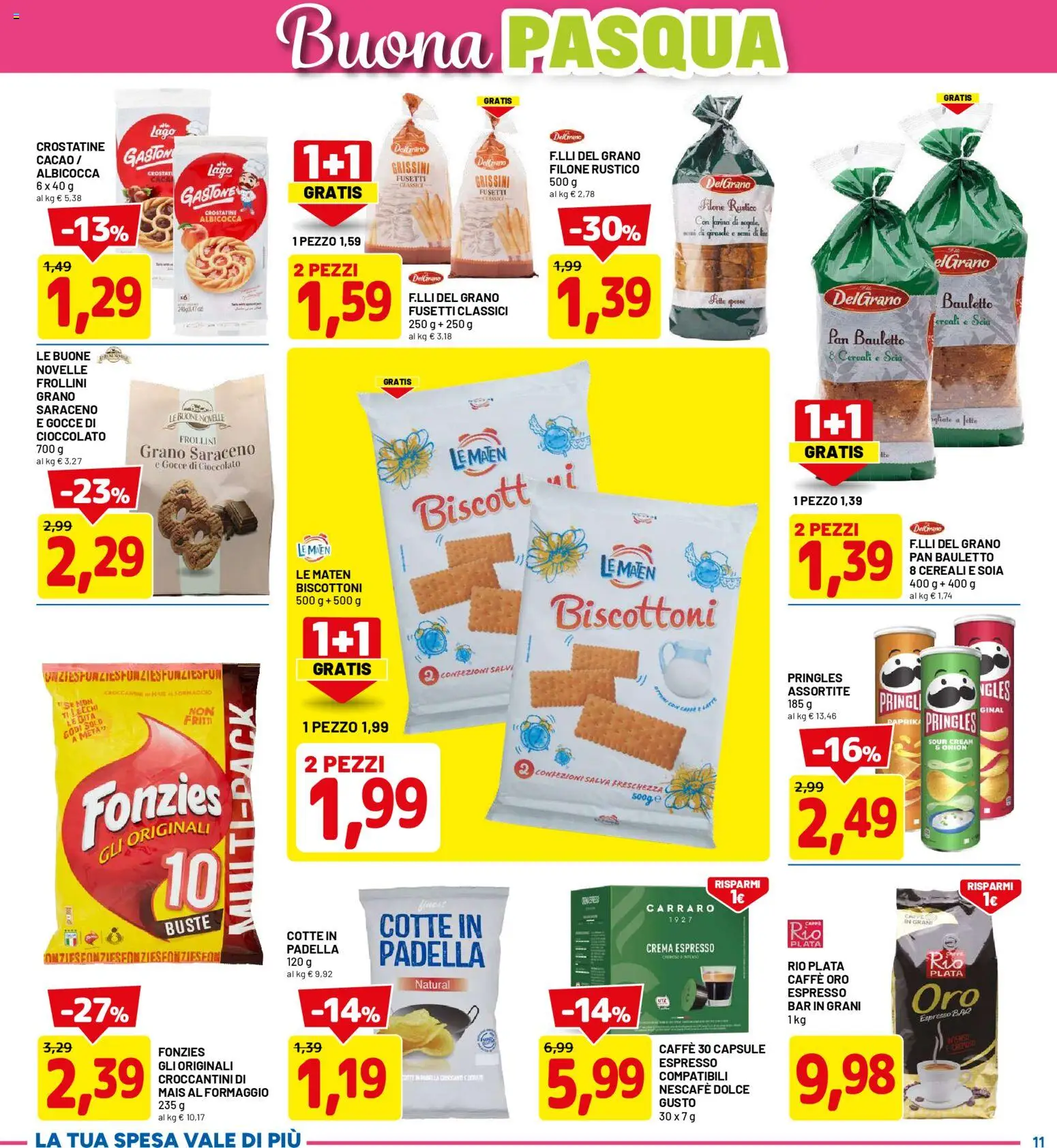 Volantino D Più del 26.03.2026 | Pagina: 11 | Prodotti: Formaggio, Cacao, Grissini, Frollini