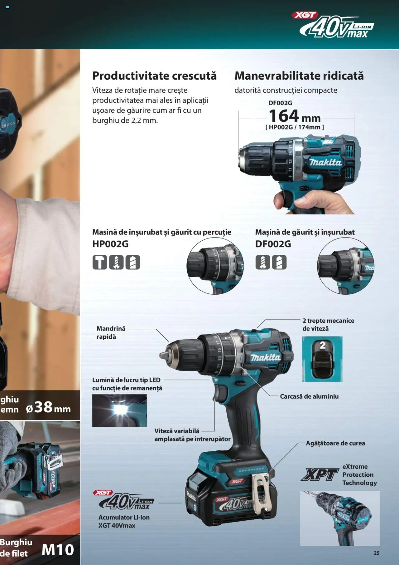 Makita catalog - Masini profesionale Makita XGT – valabil de la 20.06.2024 | Pagină: 25 | Produse: Mașină de găurit, Curea, Carcasă