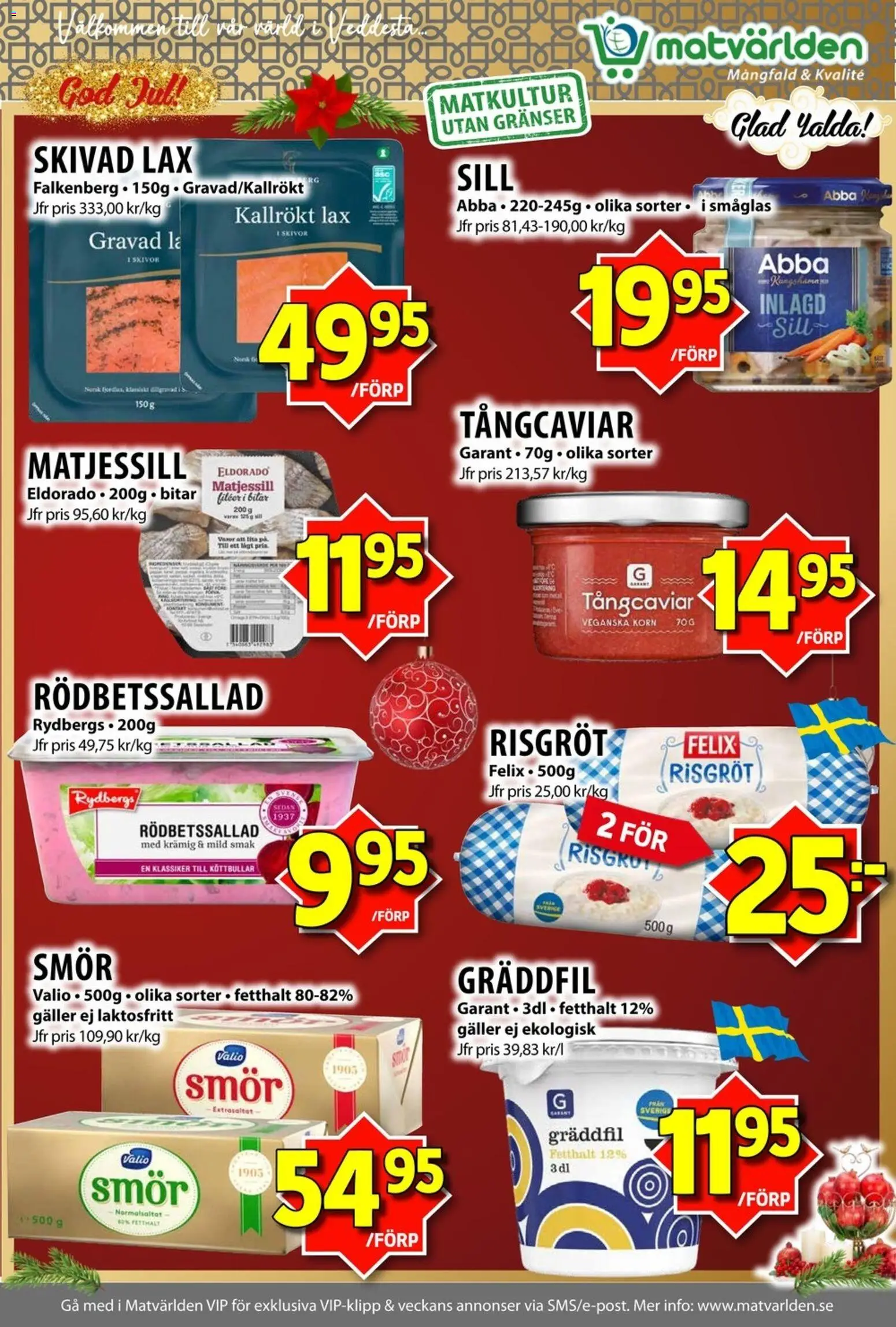 Matvärlden reklamblad aktuell från 15.12.2025 | Sida: 3 | Produkter: Rödbetssallad, Köttbullar, Sill, Lax