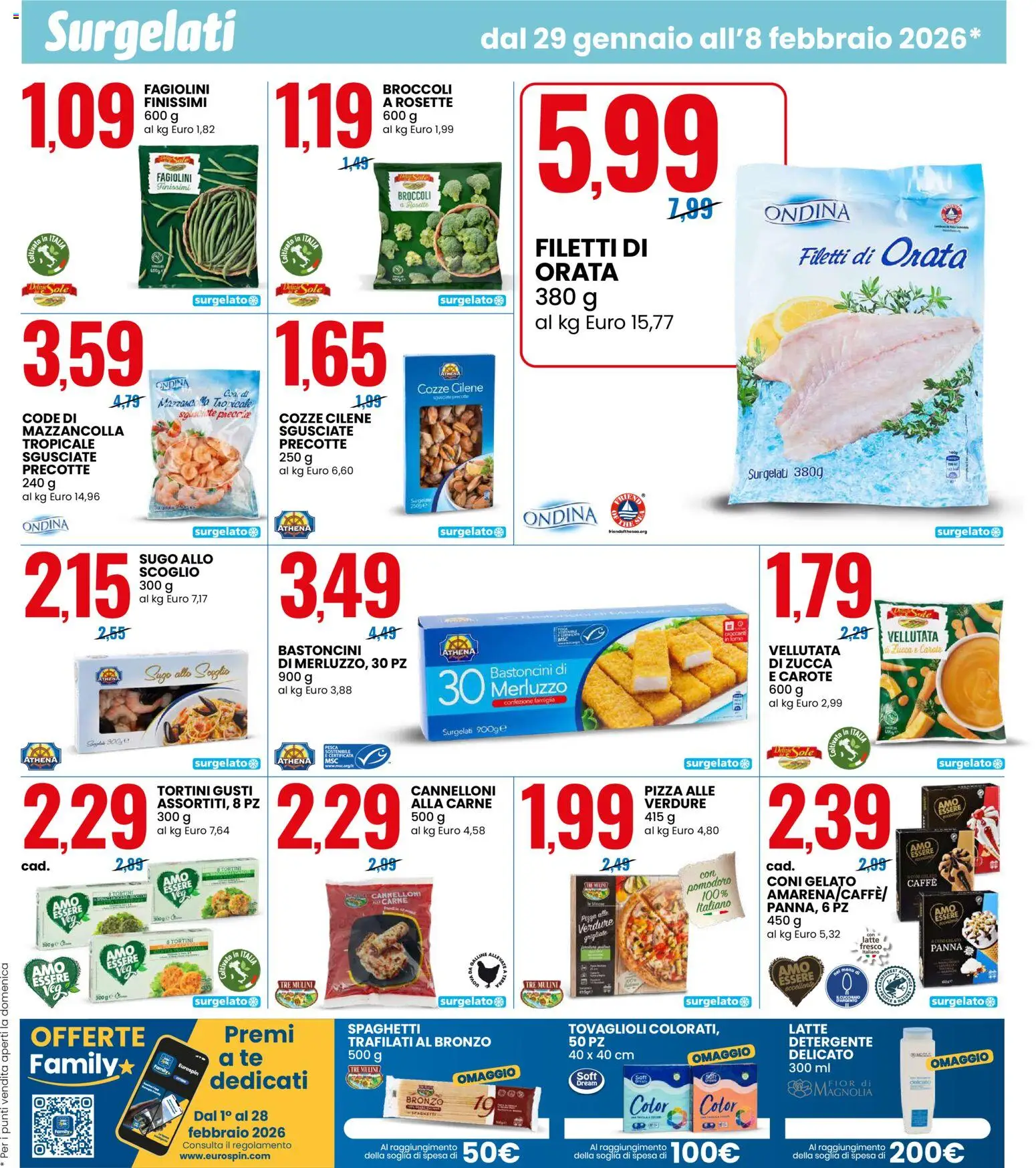Volantino Eurospin del 29.01.2026 | Pagina: 7 | Prodotti: Detergente, Panna, Broccoli, Fagiolini