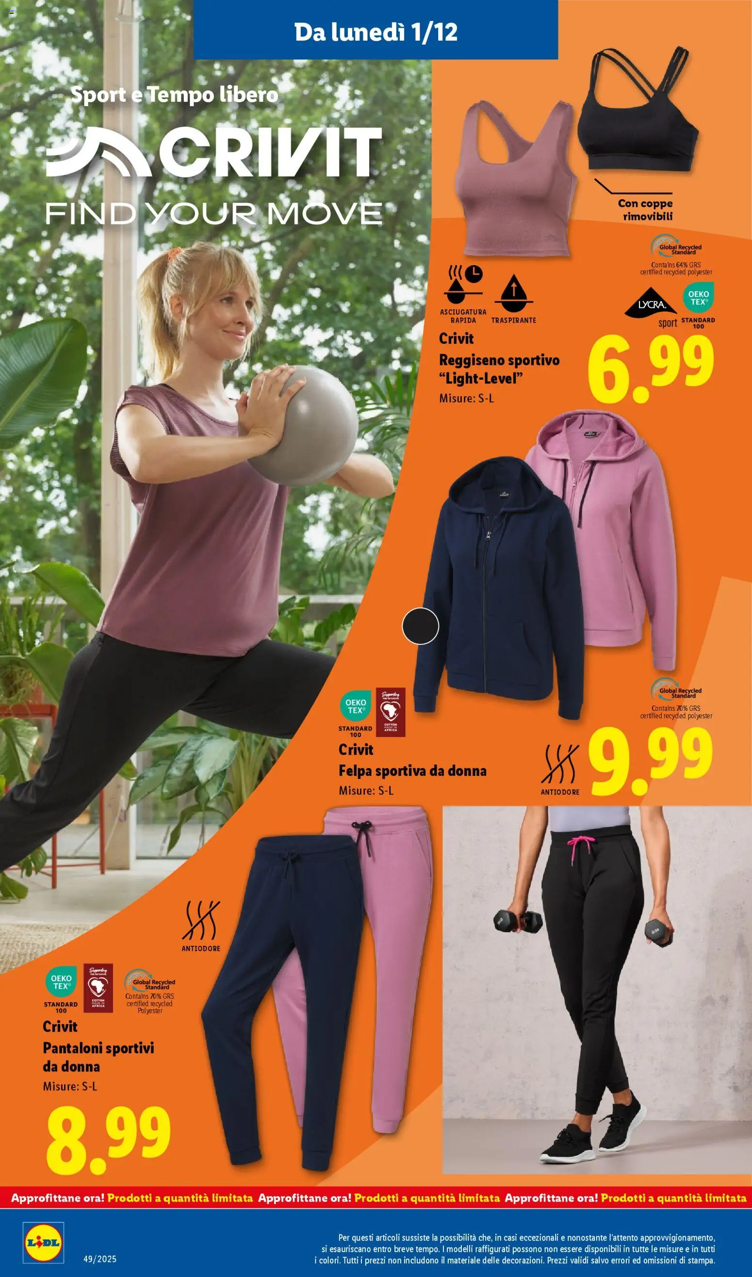 Volantino Lidl del 01.12.2025 | Pagina: 38 | Prodotti: Felpa, Pantaloni, Reggiseno