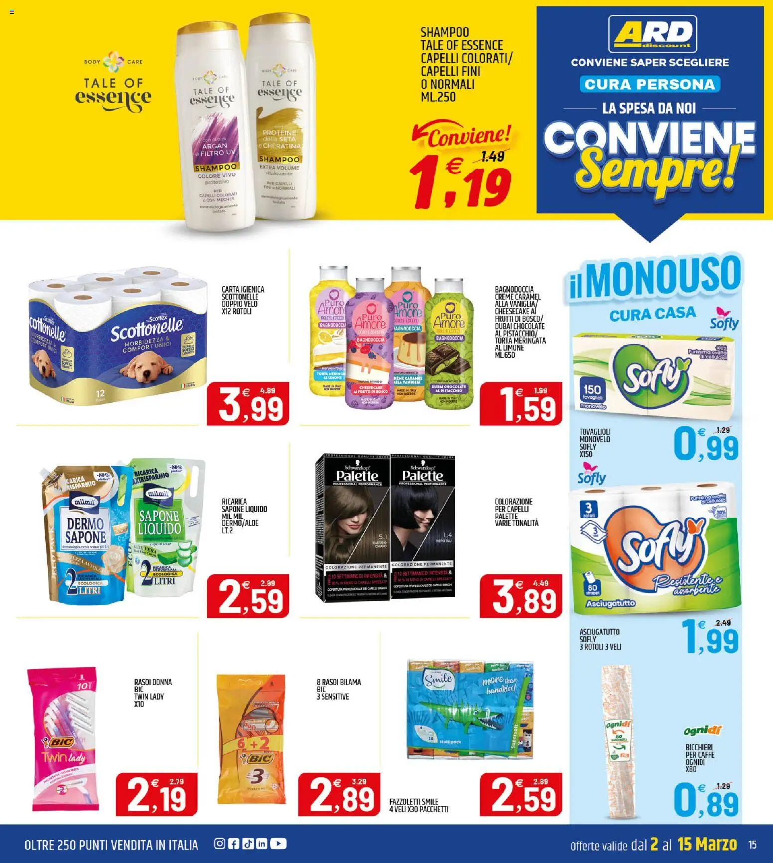 Volantino ARD Discount del 02.03.2026 | Pagina: 15 | Prodotti: Carta igienica, Sapone, Caffè, Asciugatutto