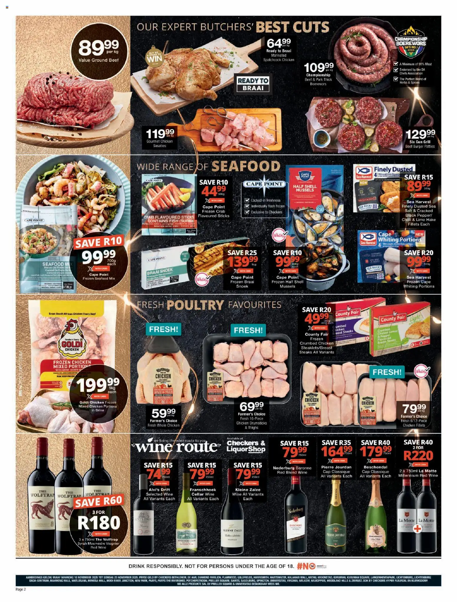 New Checkers catalogue – valid from 10.11.2025 | Page: 2 | Products: Cap, Magdalenas, Wine, Herbs