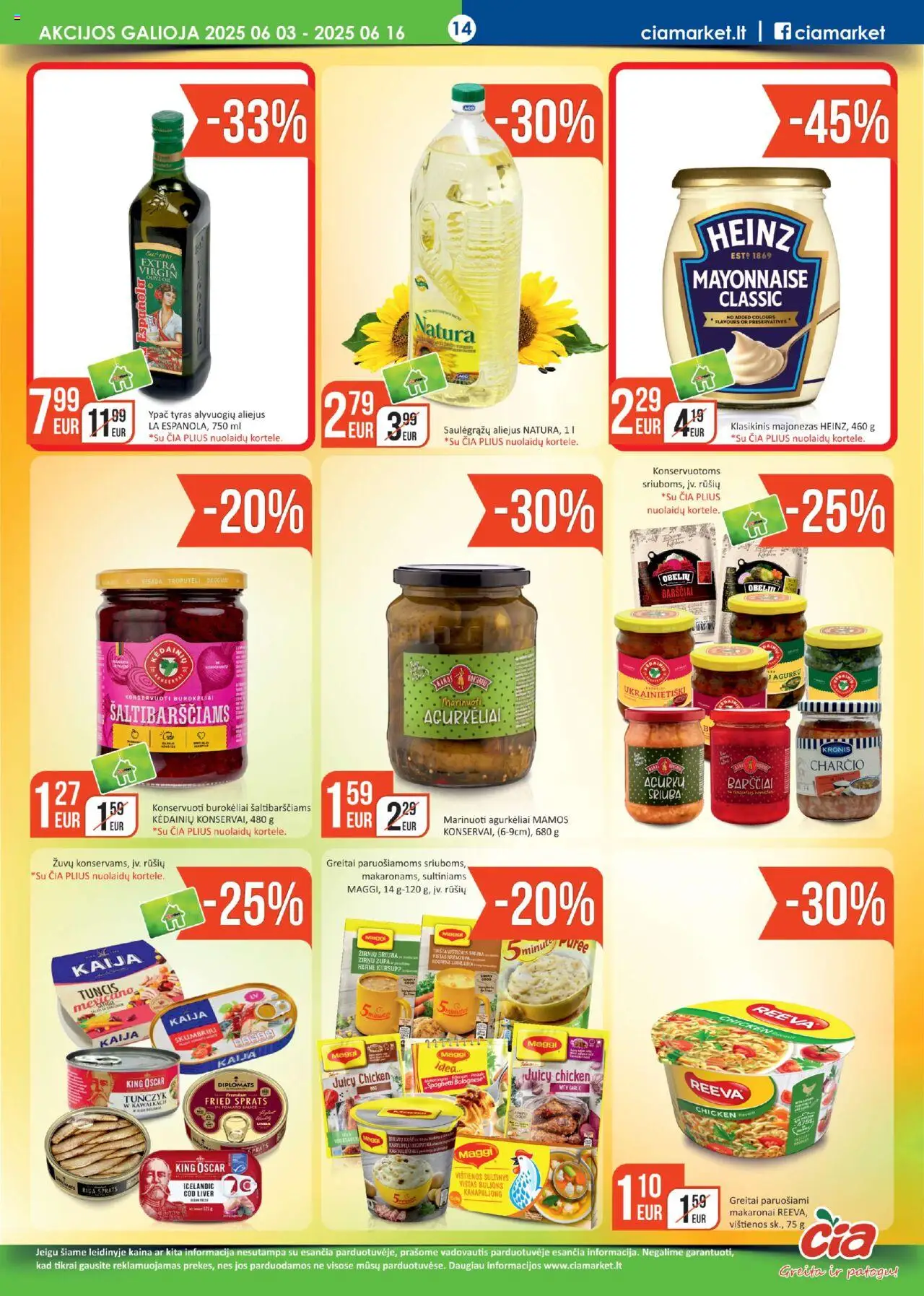 ČIA MARKET leidinys│galioja nuo 03.06.2025 | Puslapis: 14 | Prekių: Vištienos, Majonezas, Greitai paruošiami makaronai, Makaronai