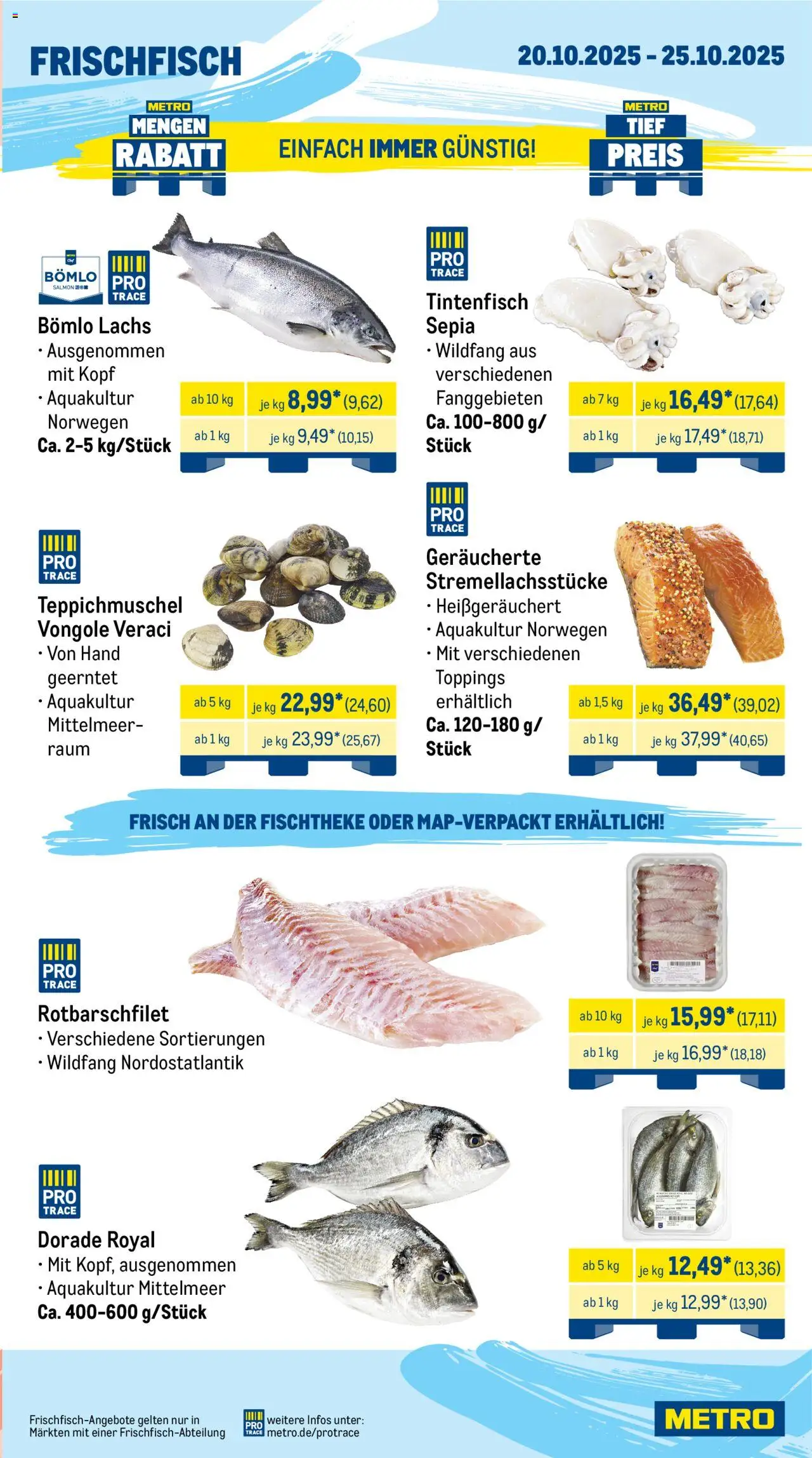 Metro  Wochen-Angebote Gastro – gültig ab 20.10.2025 | Seite: 5 | Produkte: Dorade, Tintenfisch, Lachs