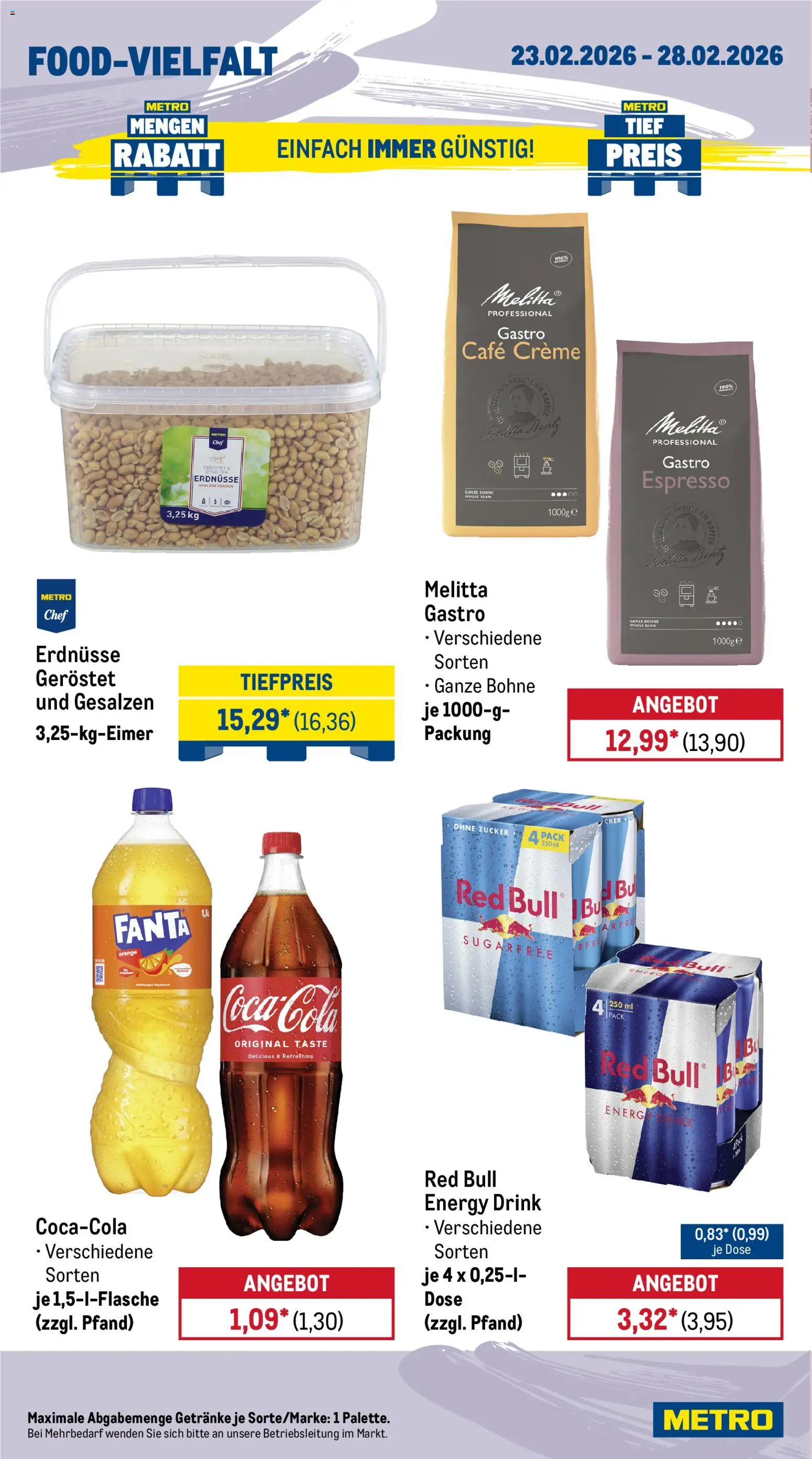 Metro Wochen-Angebote Gastro – gültig ab 23.02.2026 | Seite: 14 | Produkte: Erdnüsse, Red bull, Energy, Kaffee