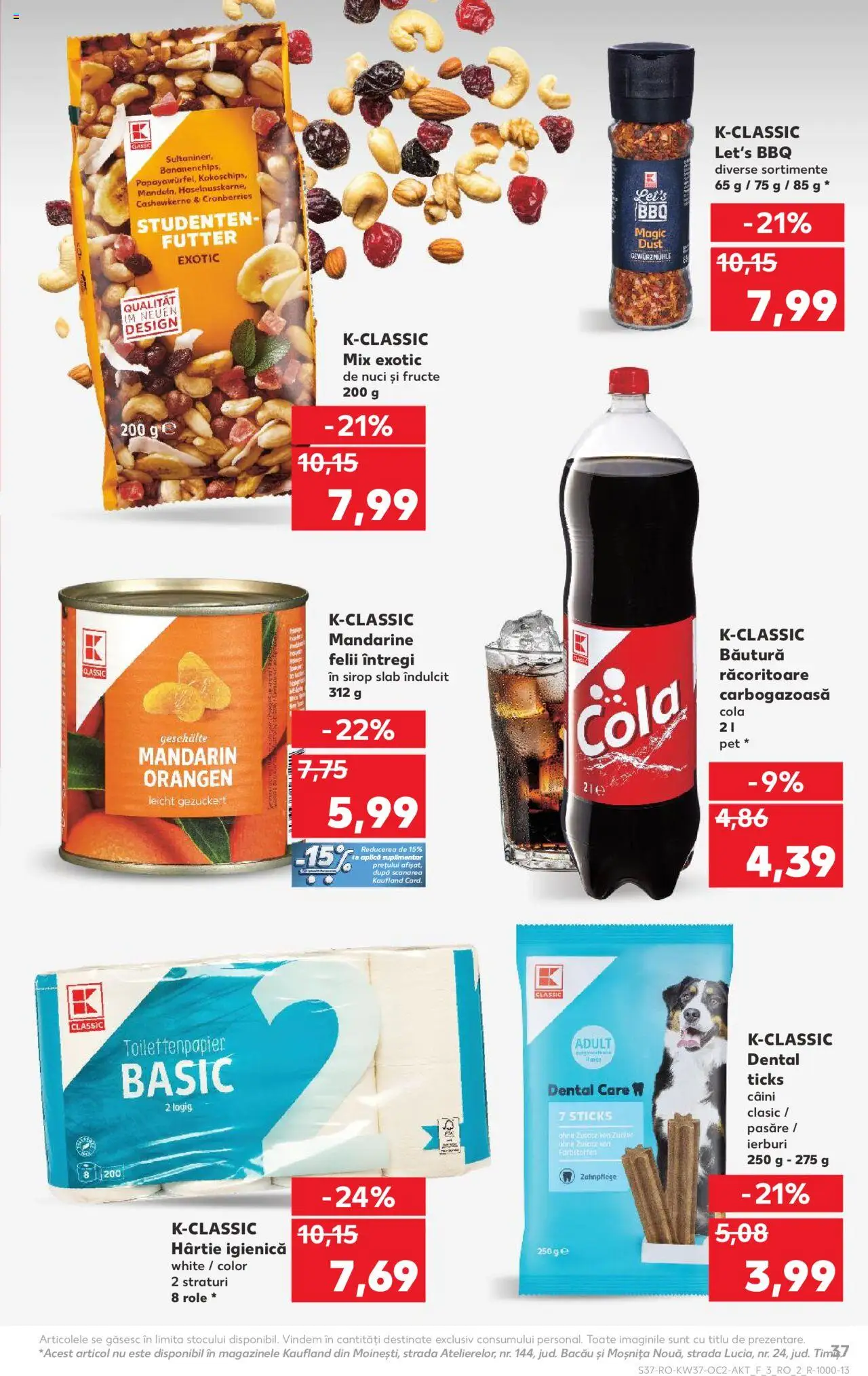 Kaufland RO akciós ujság - amely érvényes a következő dátumtól: 10.09.2025 | Oldal: 37 | Termékek: Cola, Mandarin