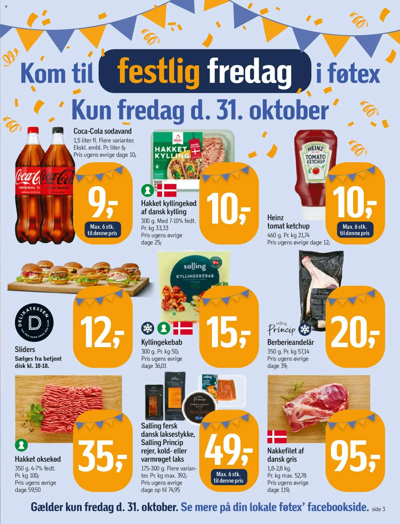 Føtex tilbudsavis – gyldig fra 31.10.2025 | Side: 3 | Produkter: Ketchup, Oksekød, Sodavand, Nakkefilet
